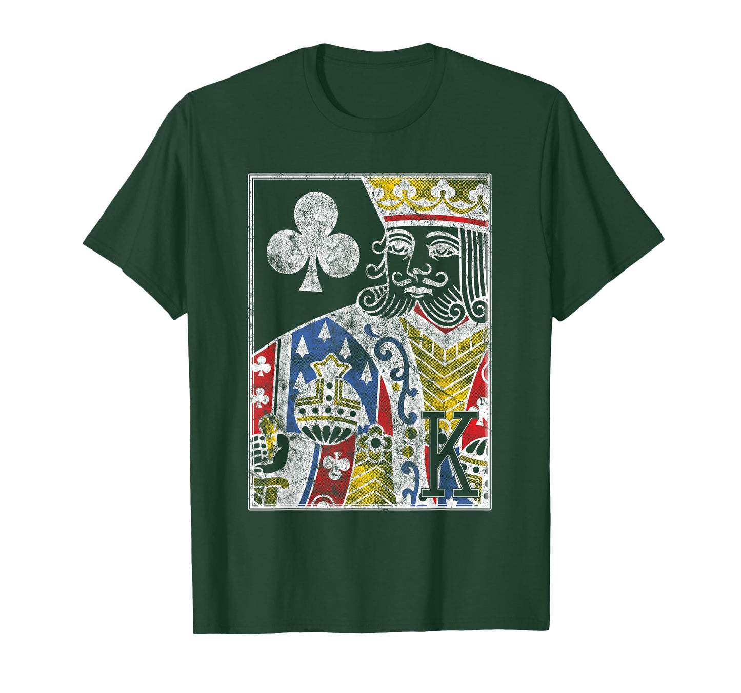 King of Clubs Vintage Look Distressed Playing Card T-Shirt