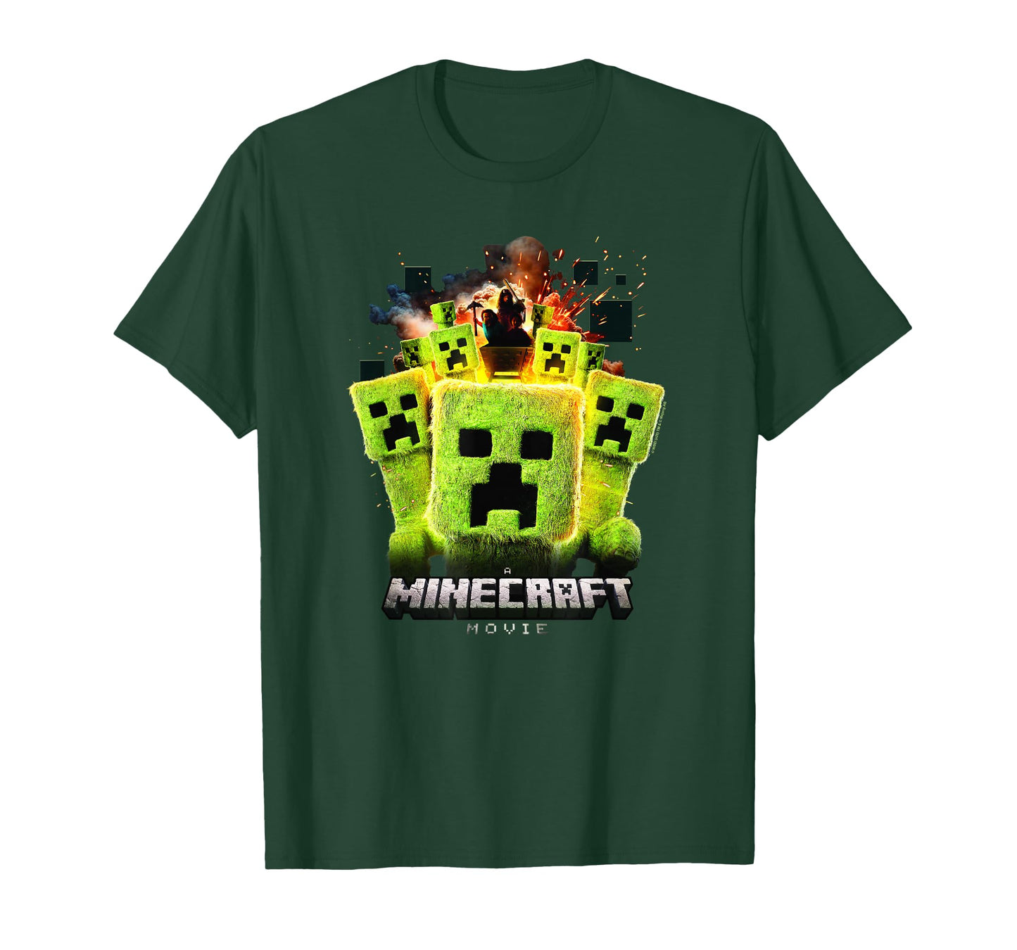 A Minecraft Movie Group Of Creepers Surrounding The Gang T-Shirt