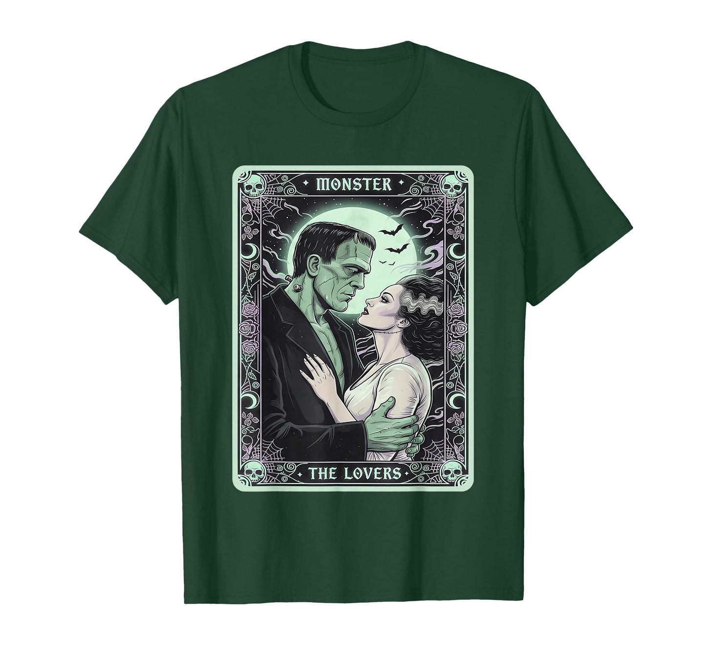 The Monster Frankenstein and Bride The Lovers Tarot Card T-Shirt