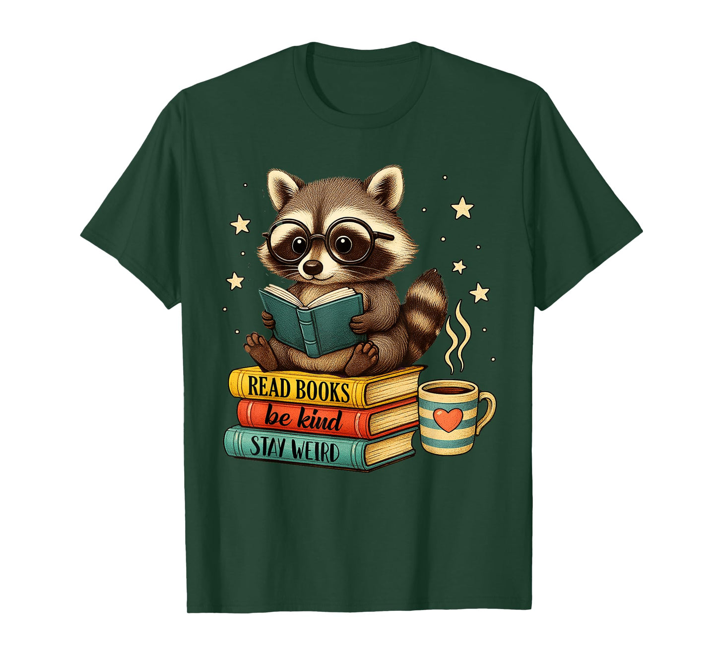 Book Lover Racoon Reading Bookish Library Read Books Be Kind T-Shirt