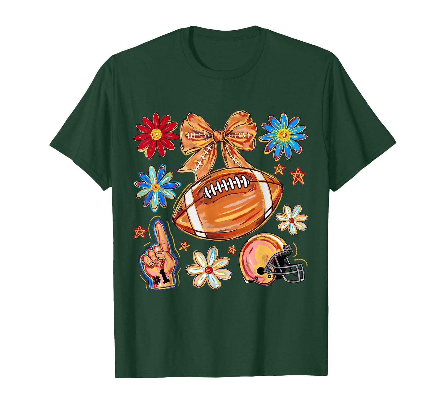 Football Game Day Fall Vibes Touchdown Season Coquette Bow T-Shirt