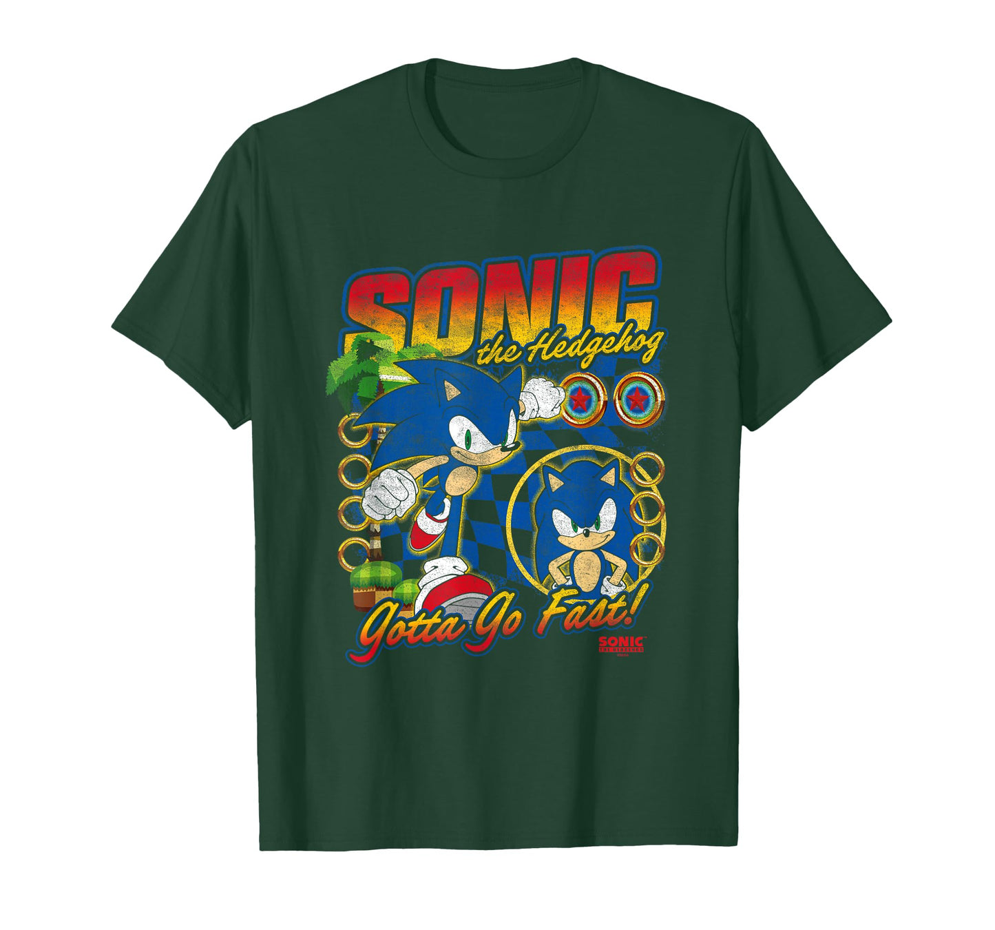 Sonic The Hedgehog Gotta Go Fast Distressed Portrait T-Shirt