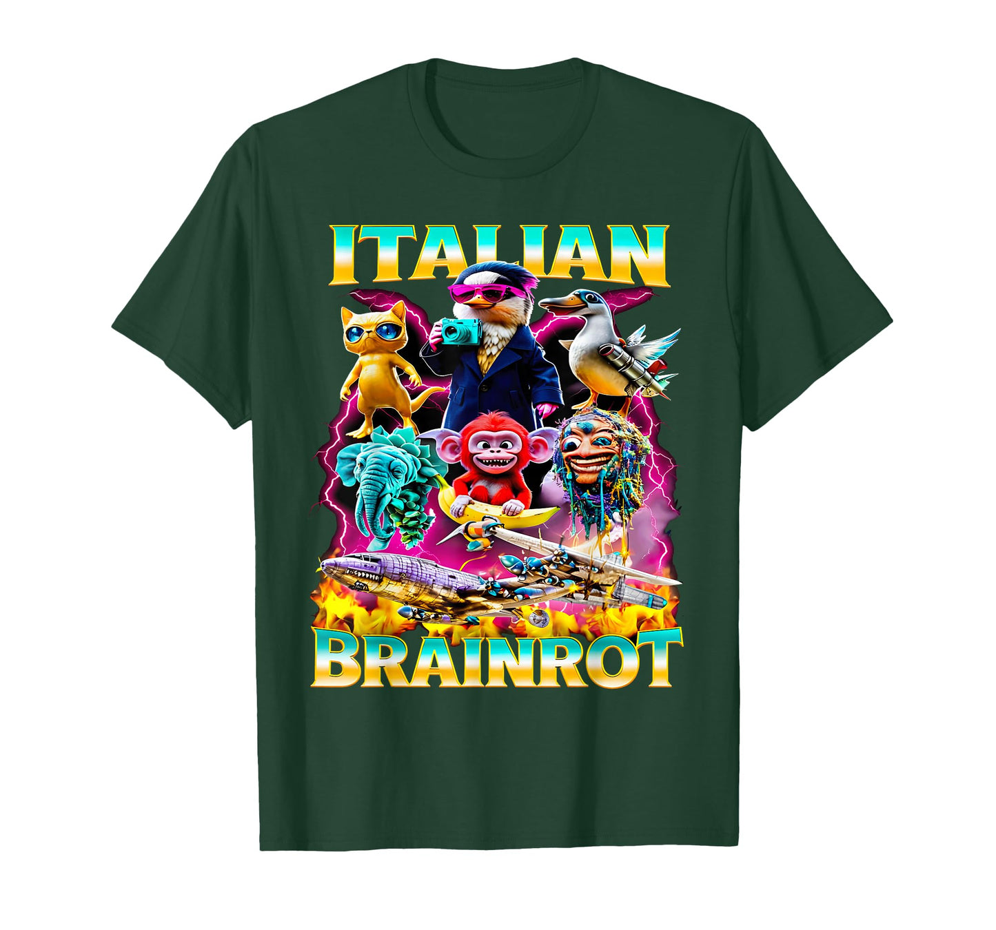 Types of Italian Brainrot Meme Character Hand Drawn for Kids T-Shirt
