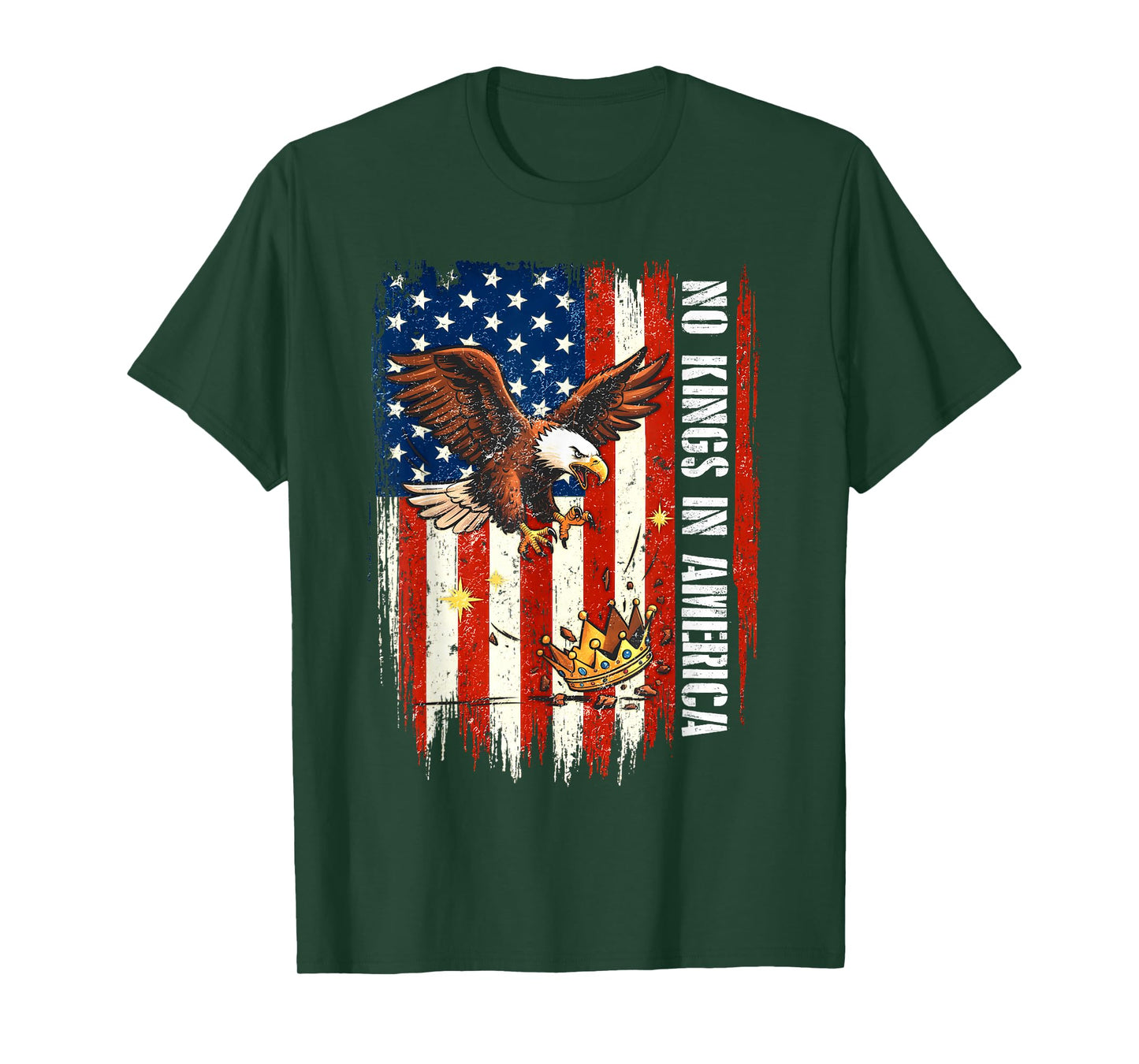 No Kings in America Democracy Patriotic Eagle America Flag T-Shirt