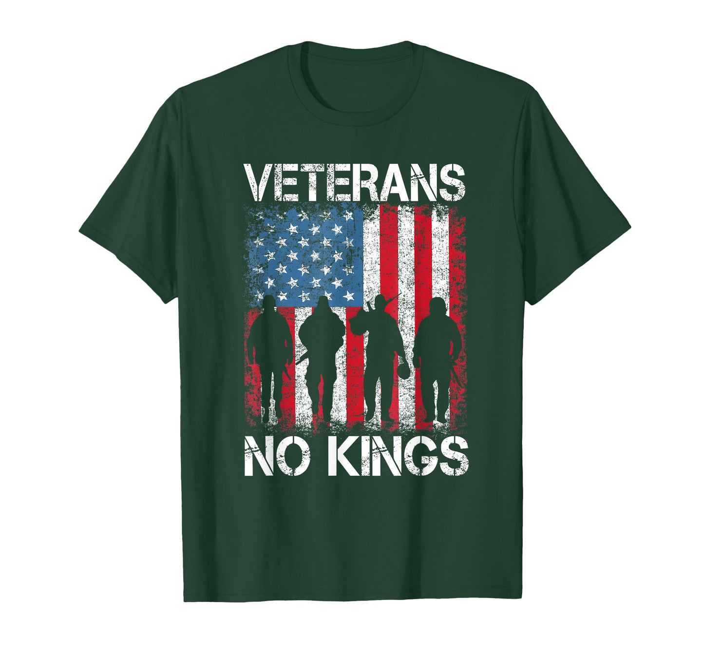Veterans No Kings Vintage Military America Flag Veterans Day T-Shirt