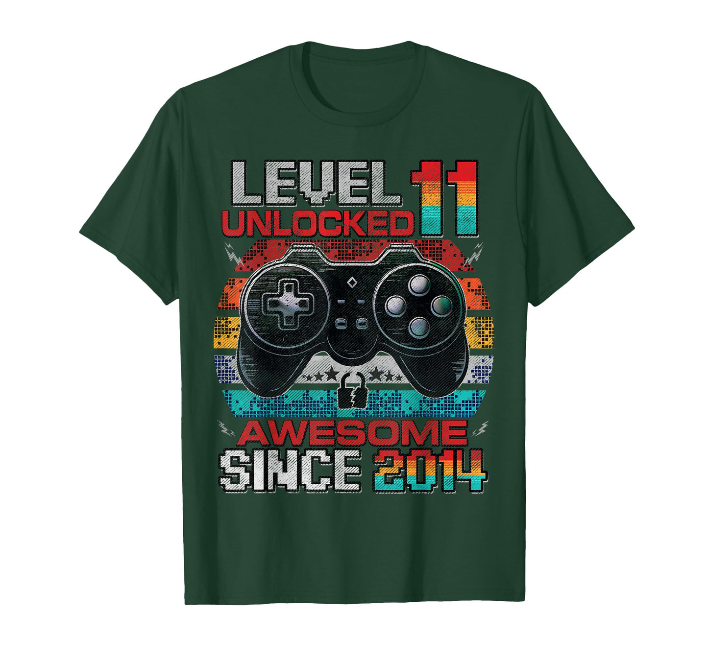 Level 11 Unlocked Awesome Since 2014 11th Birthday Gaming T-Shirt