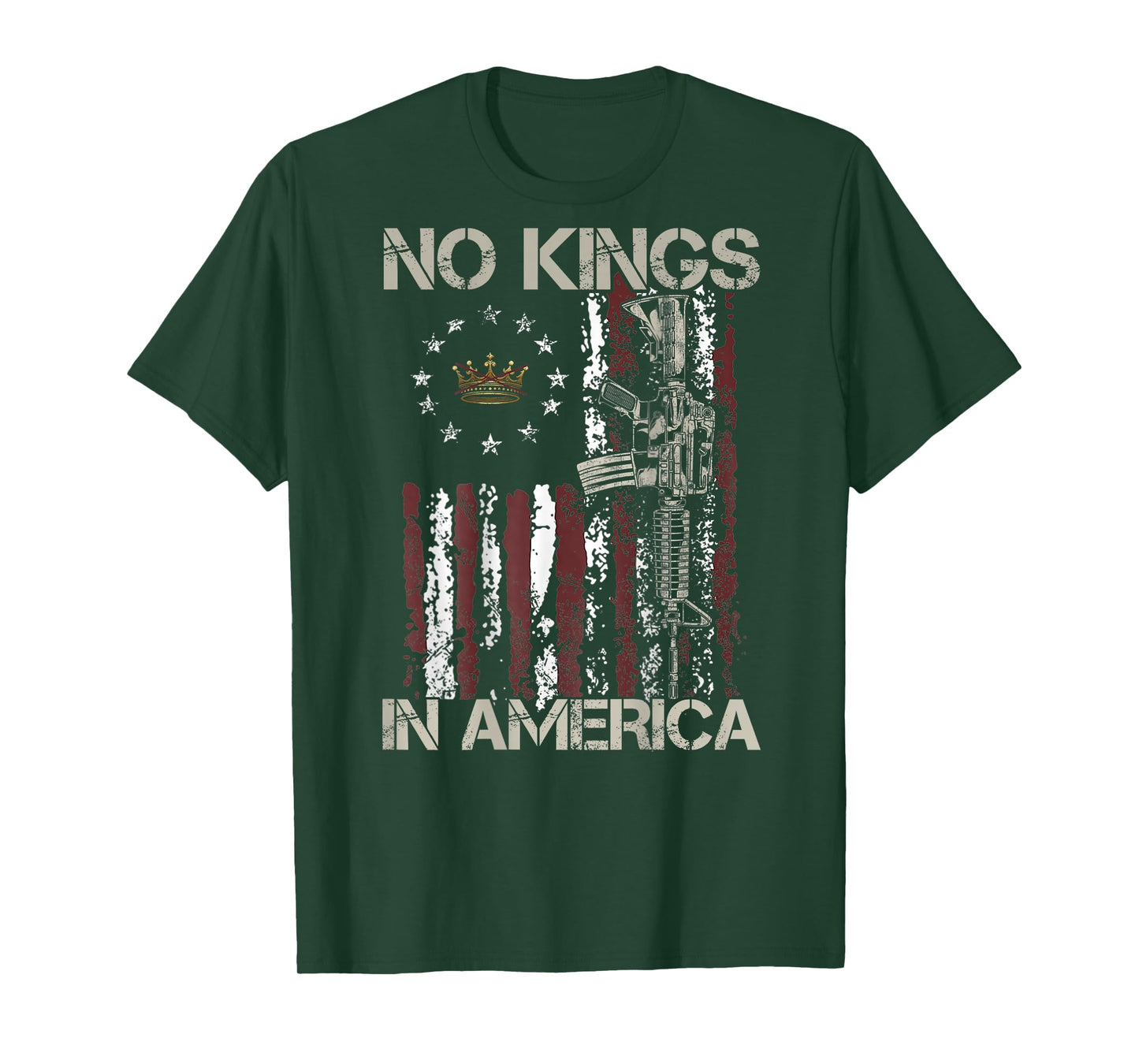 No Kings in America Vintage us Flag No Kings (ON Back) T-Shirt
