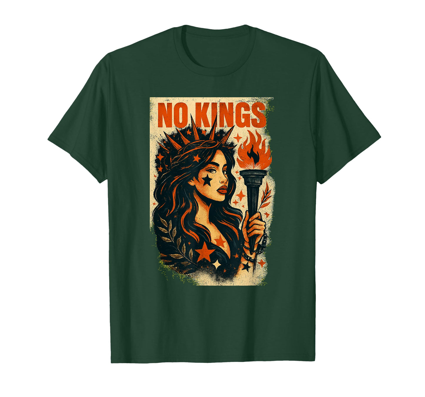 No Kings Retro Patriotic Woman Liberty Art 4th of July T-Shirt