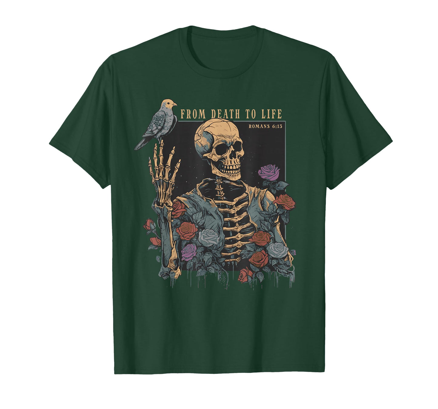 Christian Vintage Gothic Skeleton Bible Quote Romans 6:13 T-Shirt