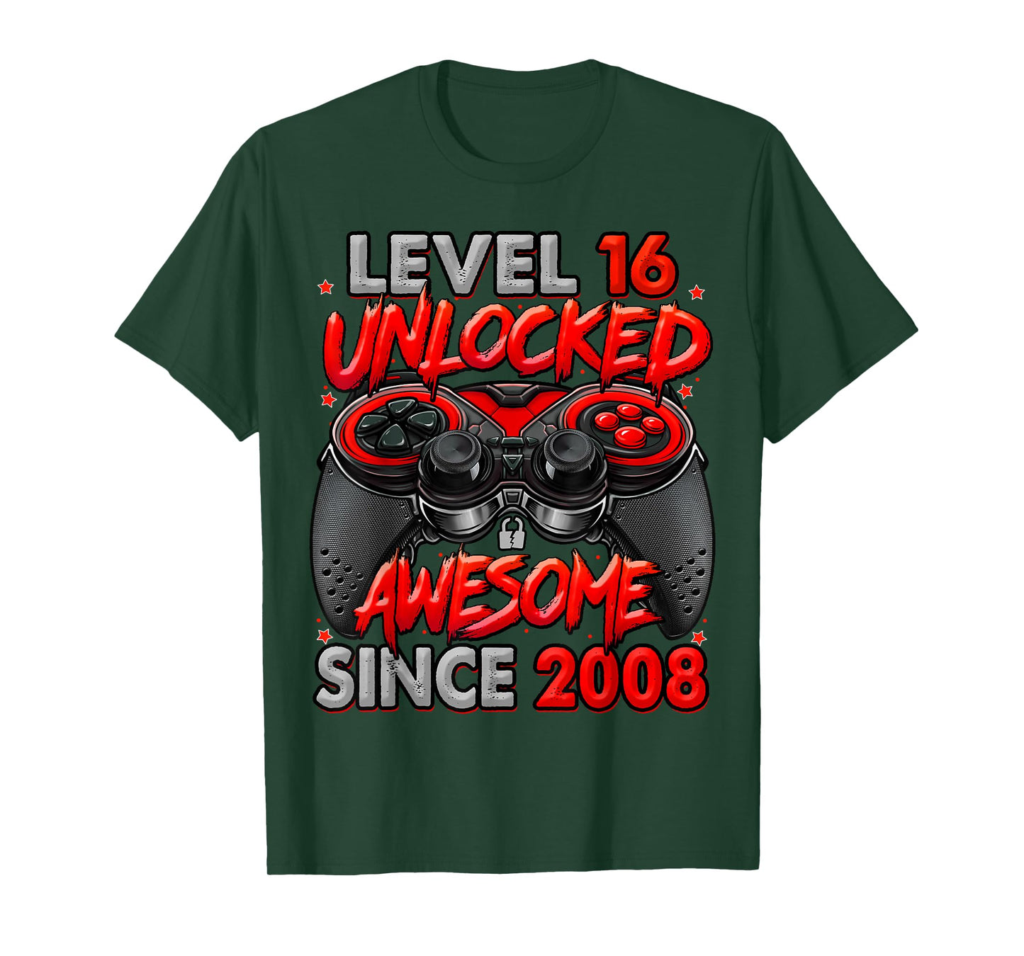 Level 16 Unlocked Awesome Since 2008 Gaming 16th Birthday T-Shirt