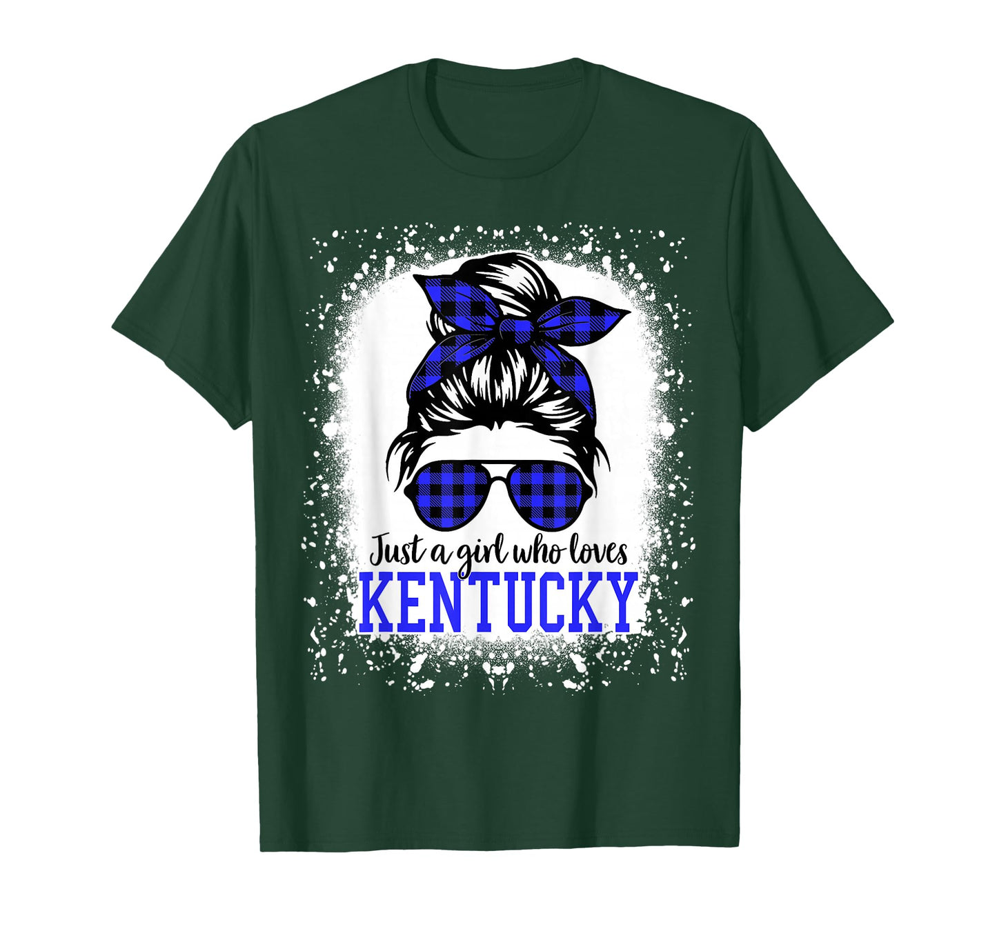 Kentucky Women Girls Messy Bun Hair, Kentucky State Pride T-Shirt