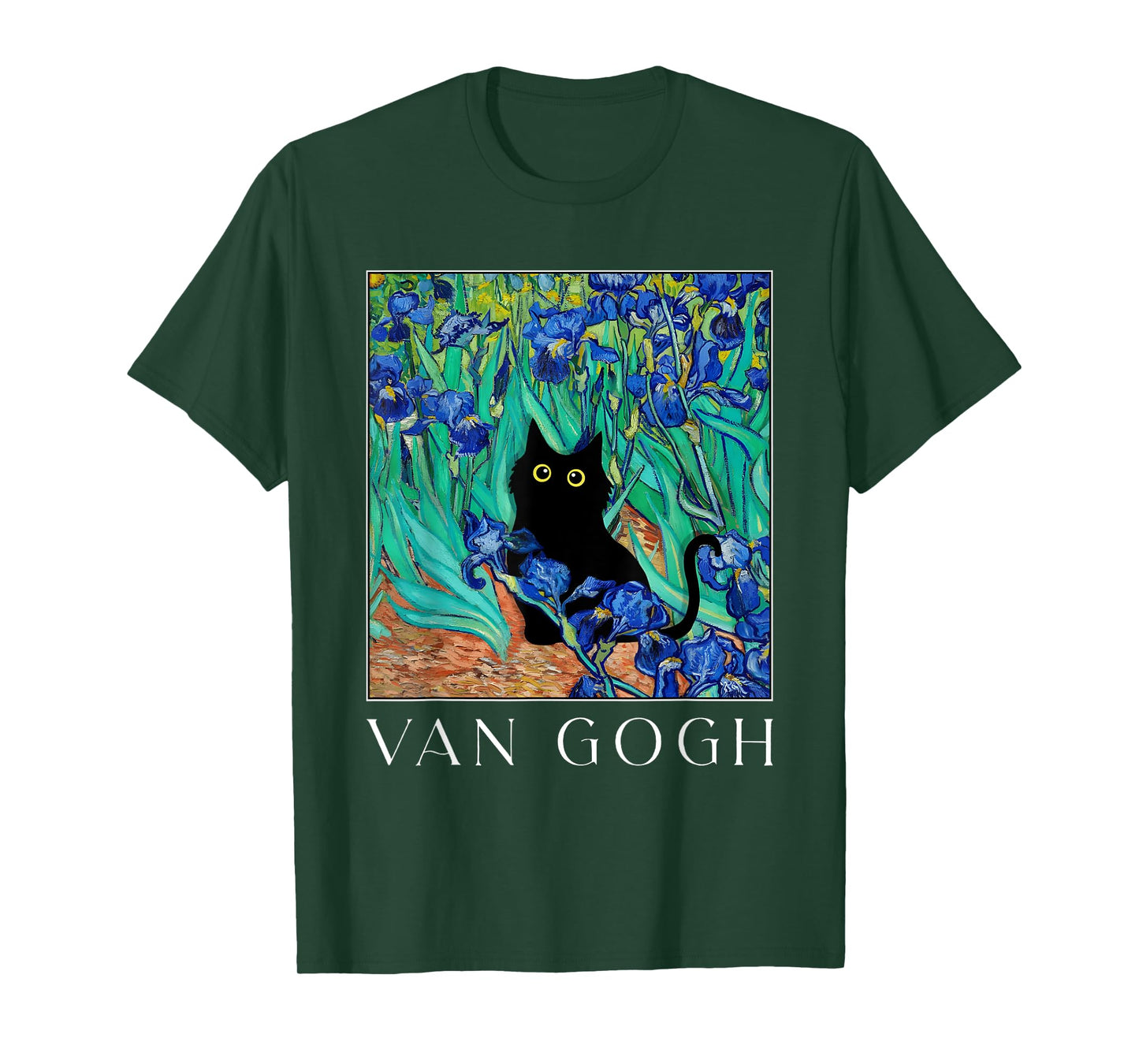 Funny Van Gogh Iris Flowers Cat Meme Van Gogh Art Graphic T-Shirt