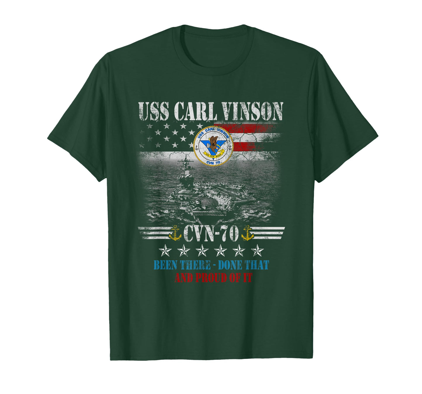 USS Carl Vinson CVN-70 Aircraft Carrier Veteran Flag Mens T-Shirt