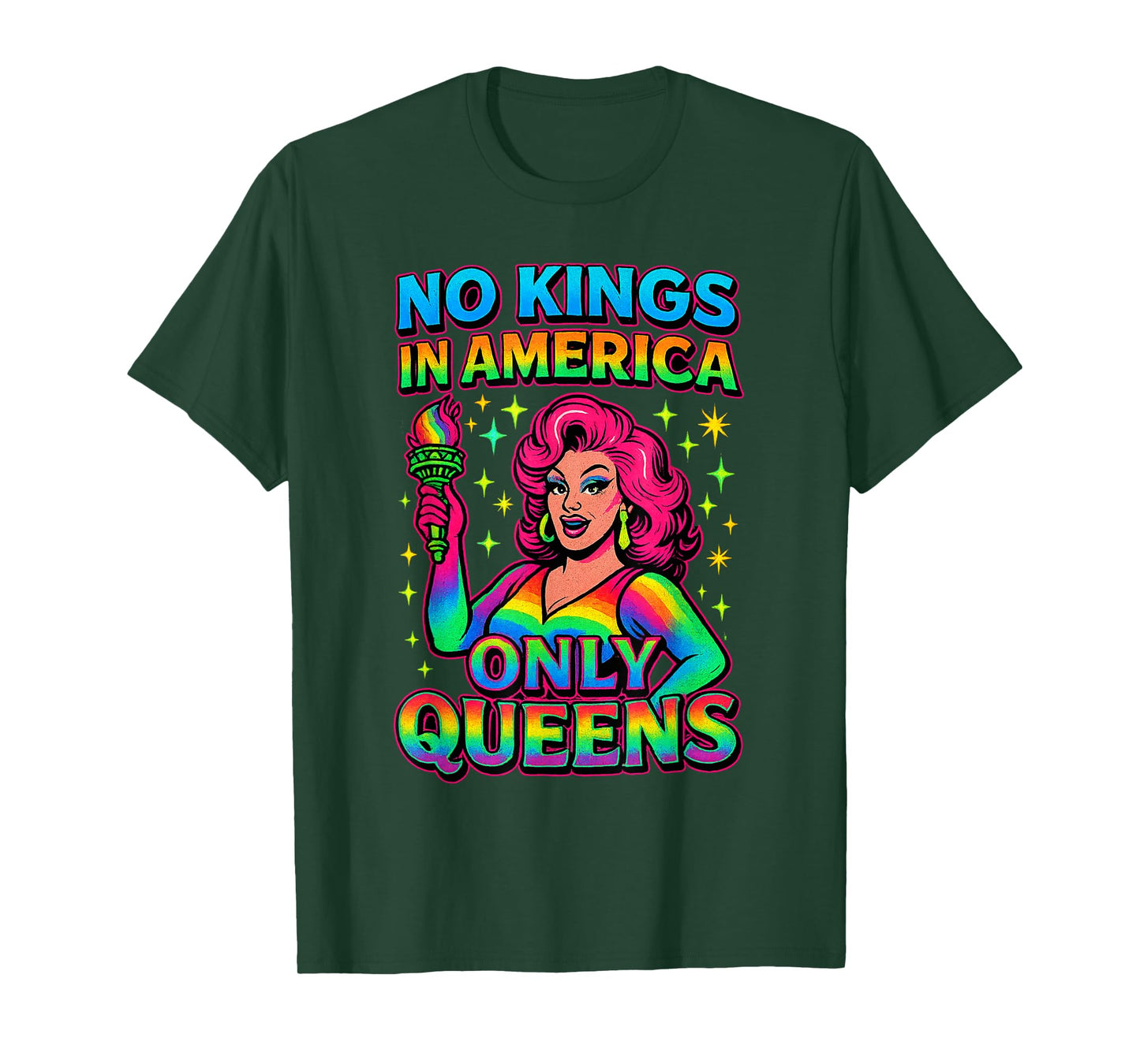 No Kings in America Only Queens Funny Queer Ally Gay Pride T-Shirt