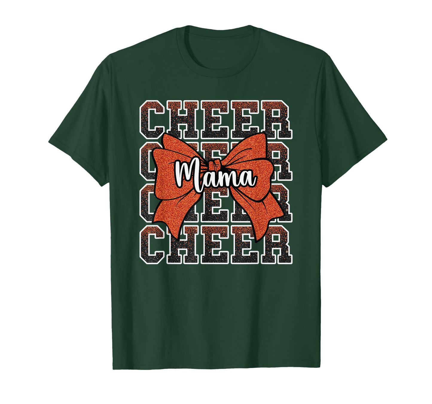 Cheer Mama Mom Bow Sport Cheerleader Cheerleading Orange T-Shirt