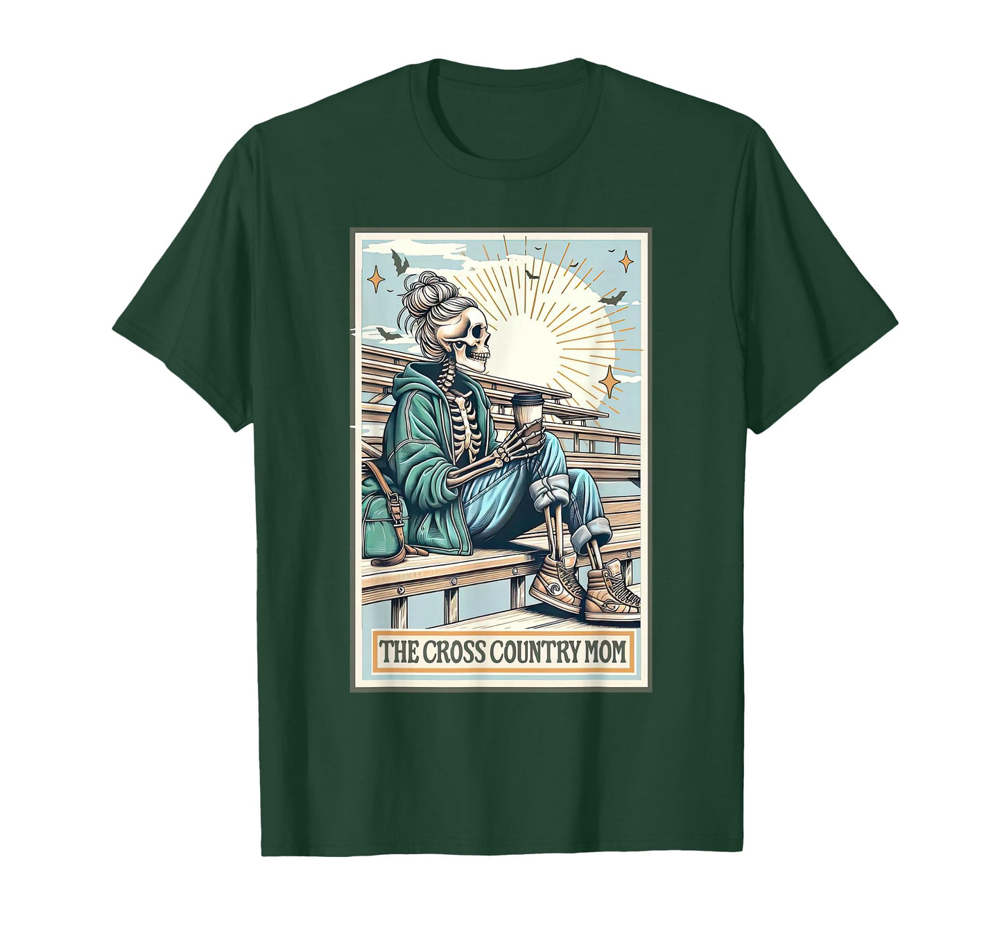 The Cross Country Mom Skeleton Tarot Card Track Mom Running T-Shirt