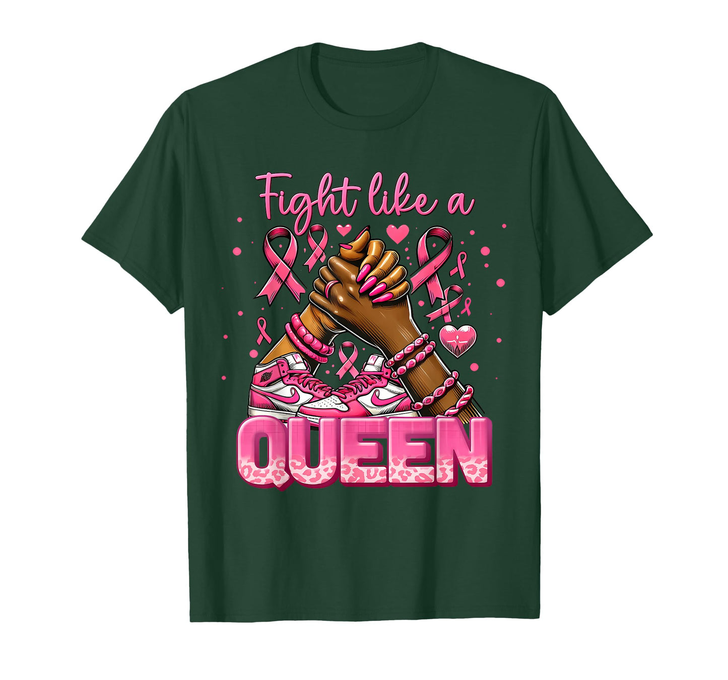 Fight Like A Queen Sneakers Breast Cancer Warrior Women Girl T-Shirt