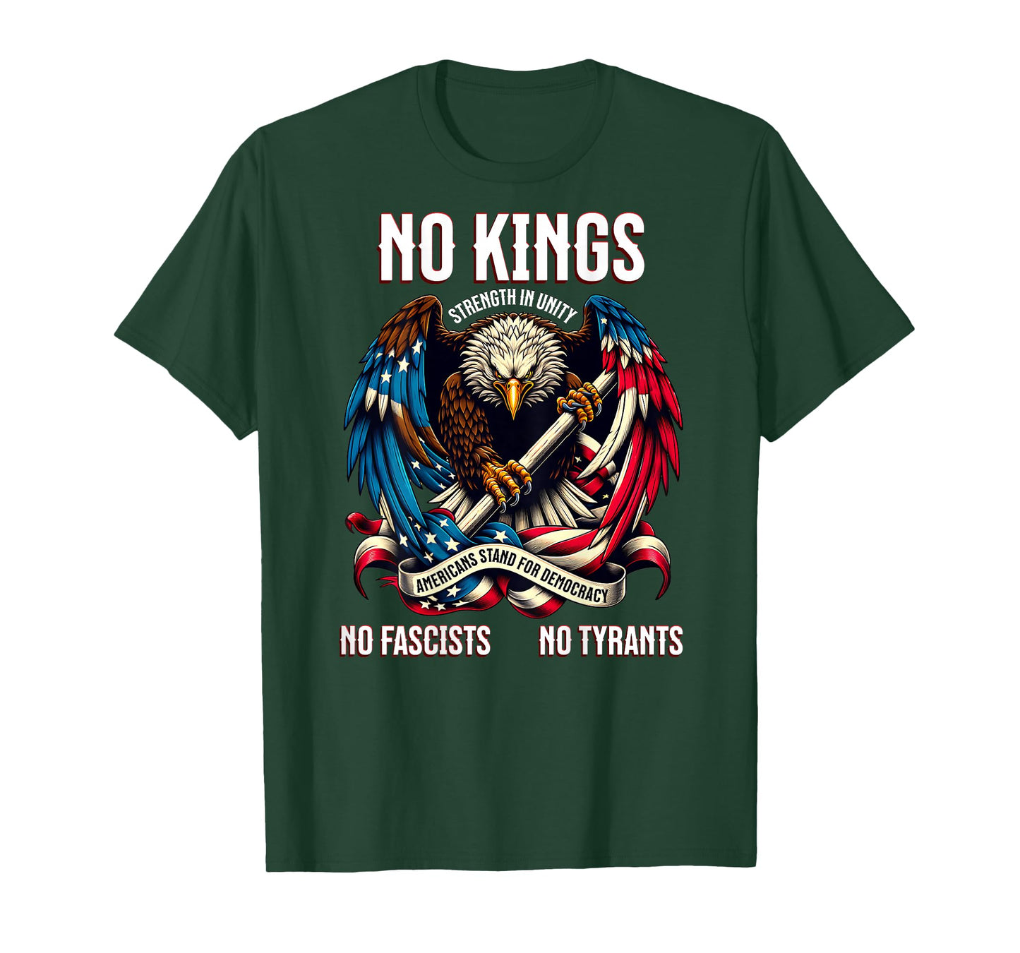 No Kings in America Stand Pro Democracy Protest Tyranny USA T-Shirt