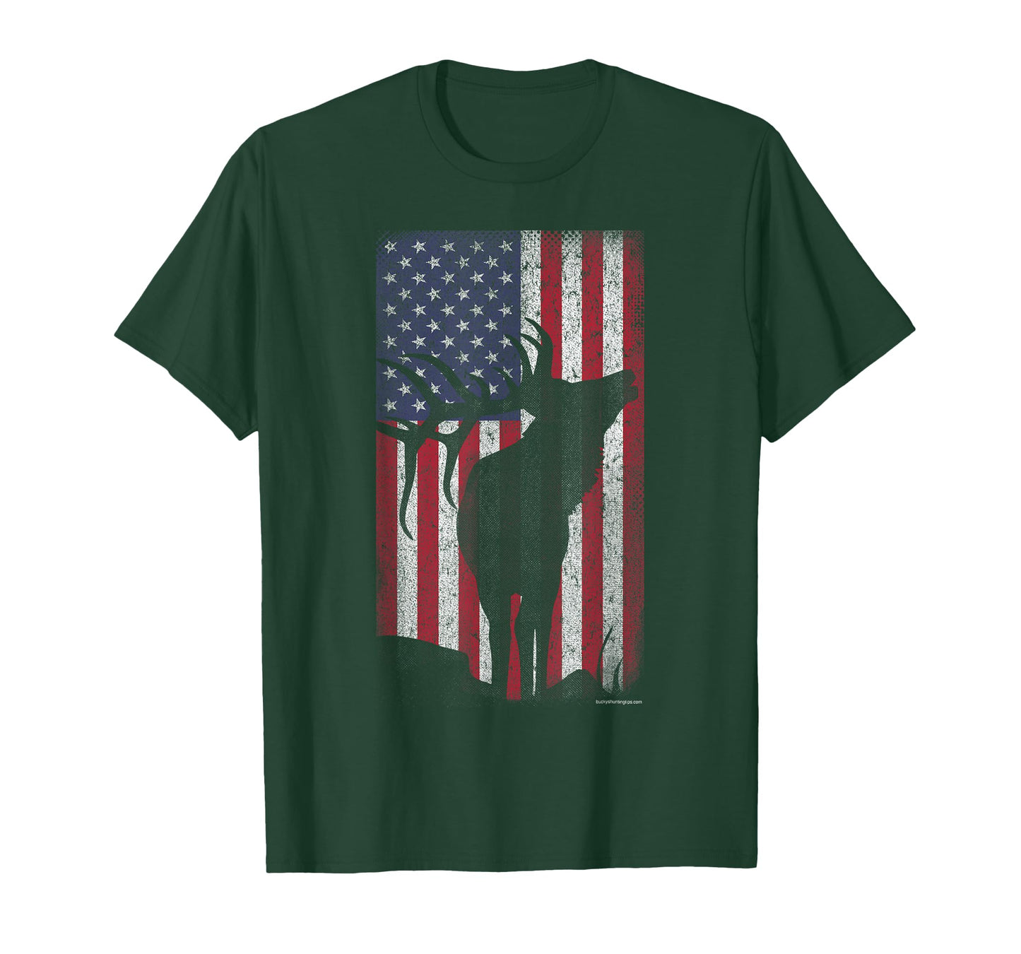 Elk Hunting Bugling Bull US Flag - American Retro T-Shirt
