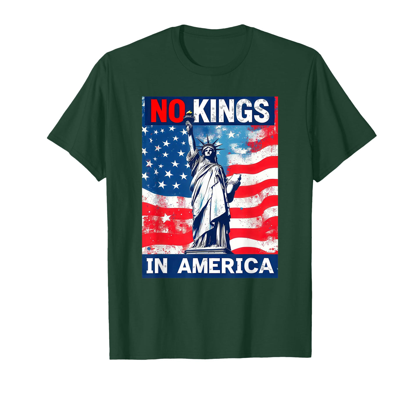 No Kings in America Statue of Liberty American Flag No Kings T-Shirt