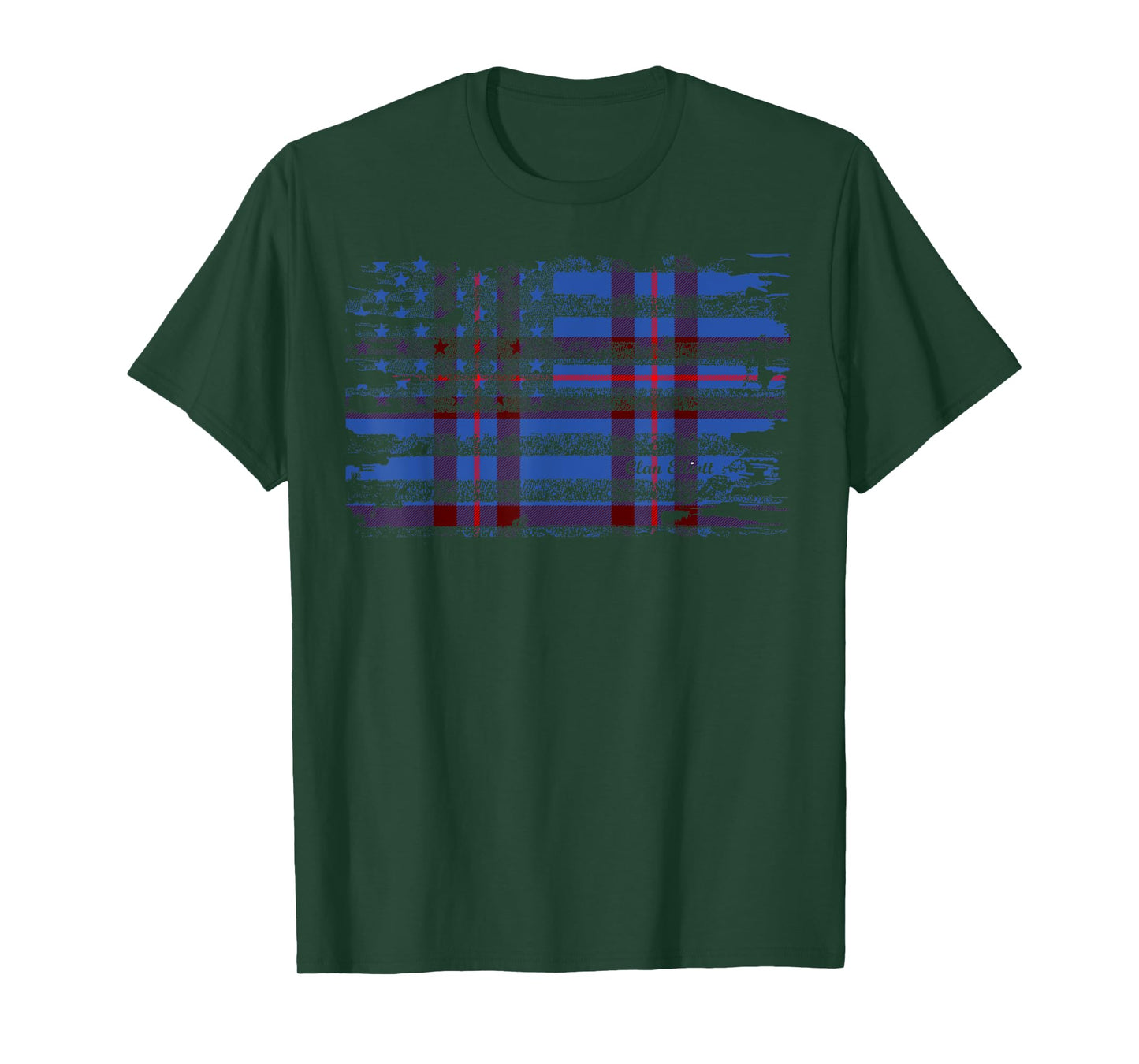Clan Elliott American Flag Scottish Tartan T-Shirt