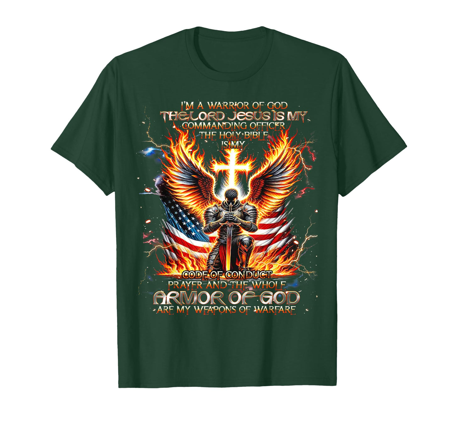 I'm A Warrior Of God The Lord Jesus Is My Commanding- Knight T-Shirt