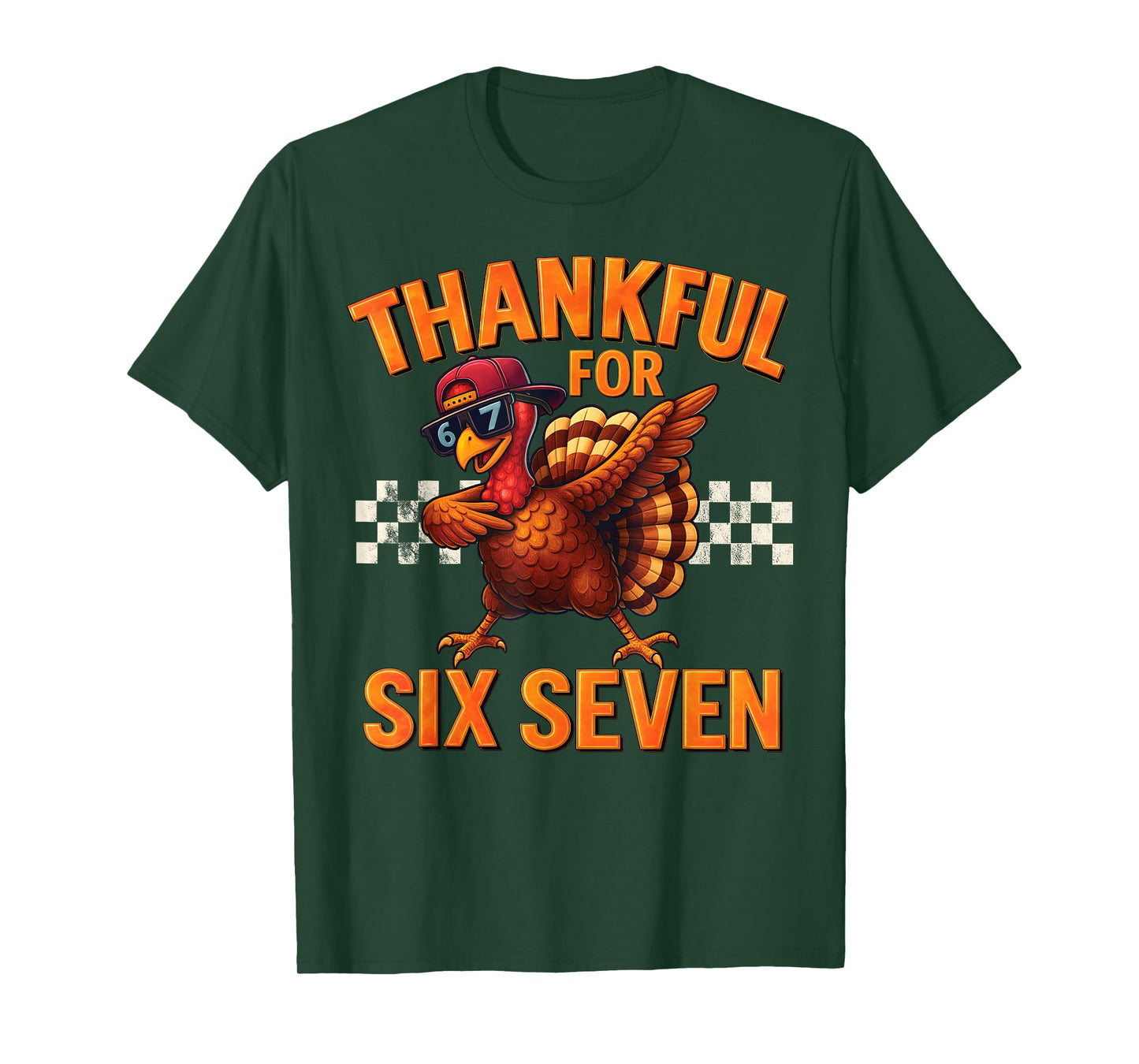 Boys 67 Thanksgiving Dabbing Turkey Thankful for Six Seven T-Shirt