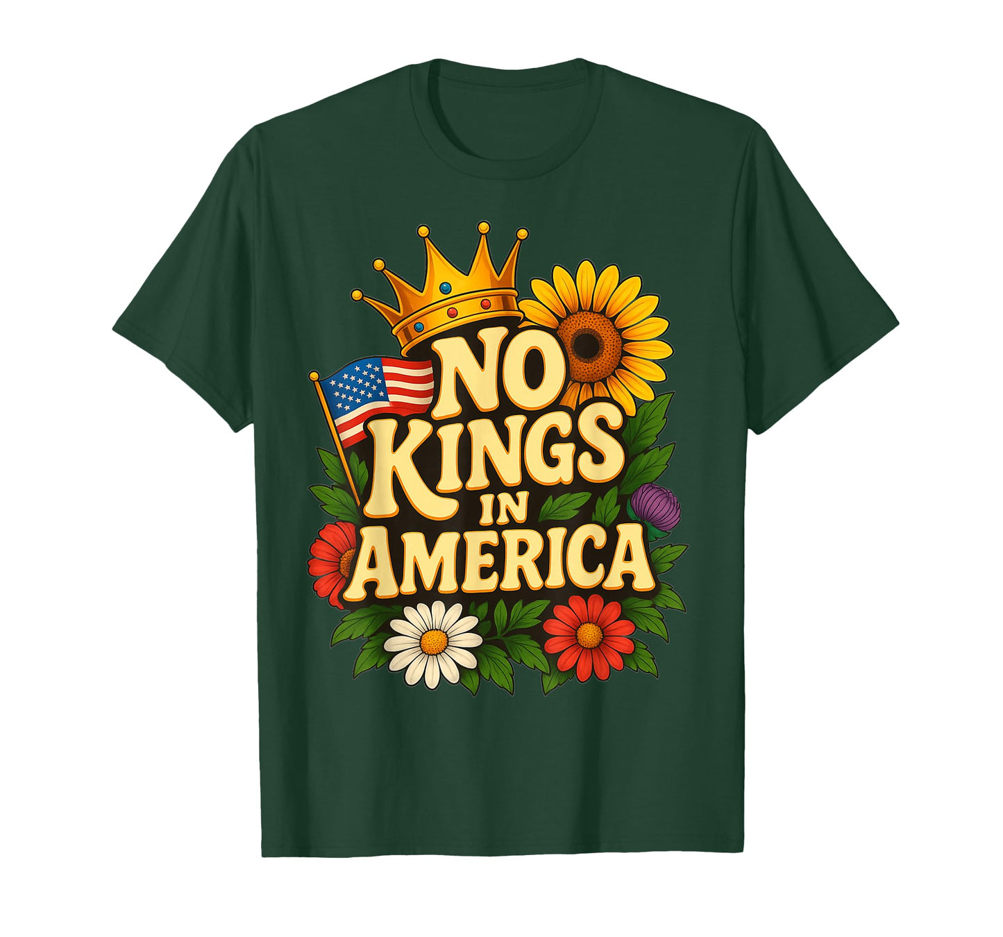 No Kings in America Retro Crown T-Shirt