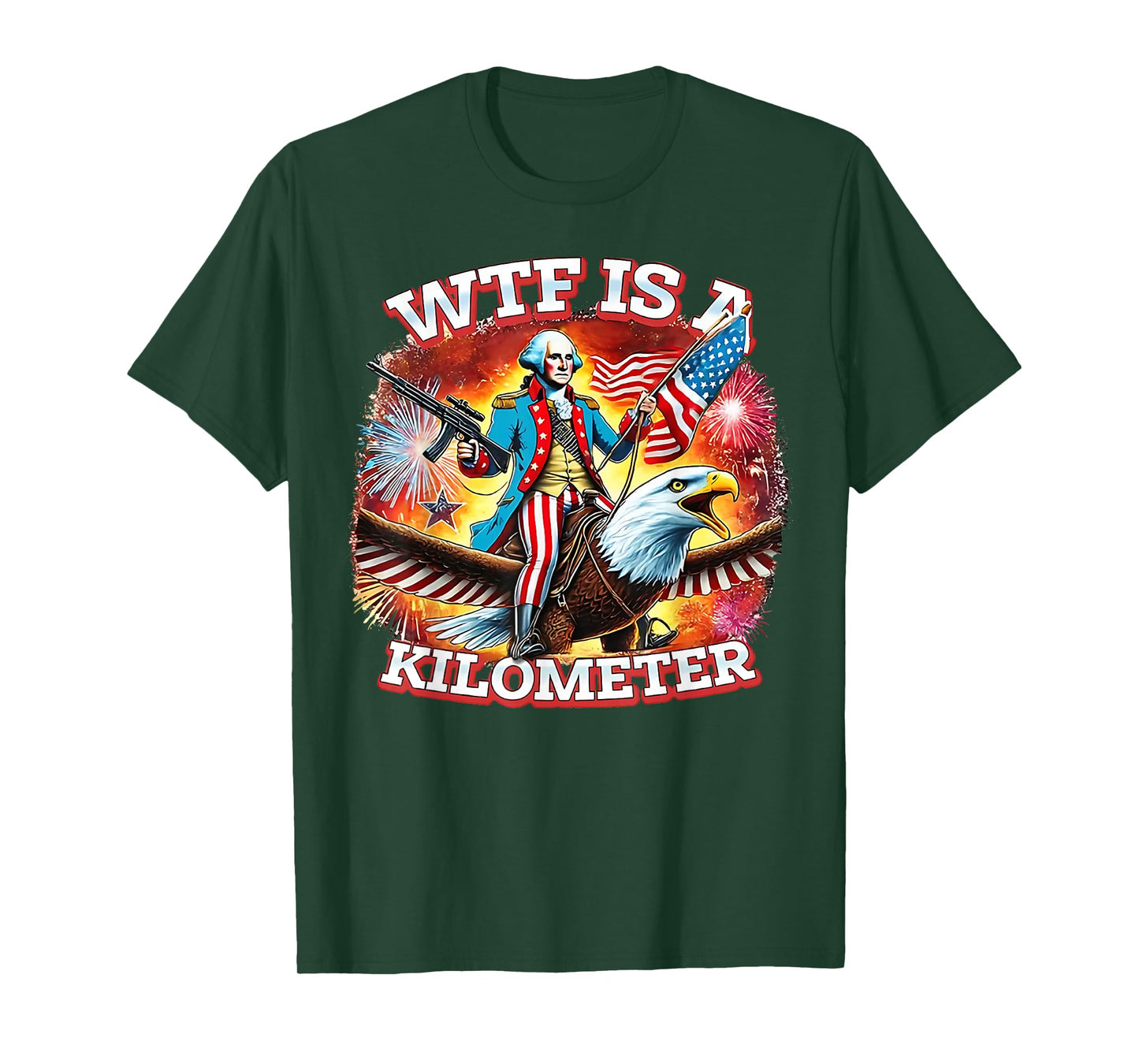 Retro WTF Is A Kilometer Funny Patriotic American Freedom T-Shirt