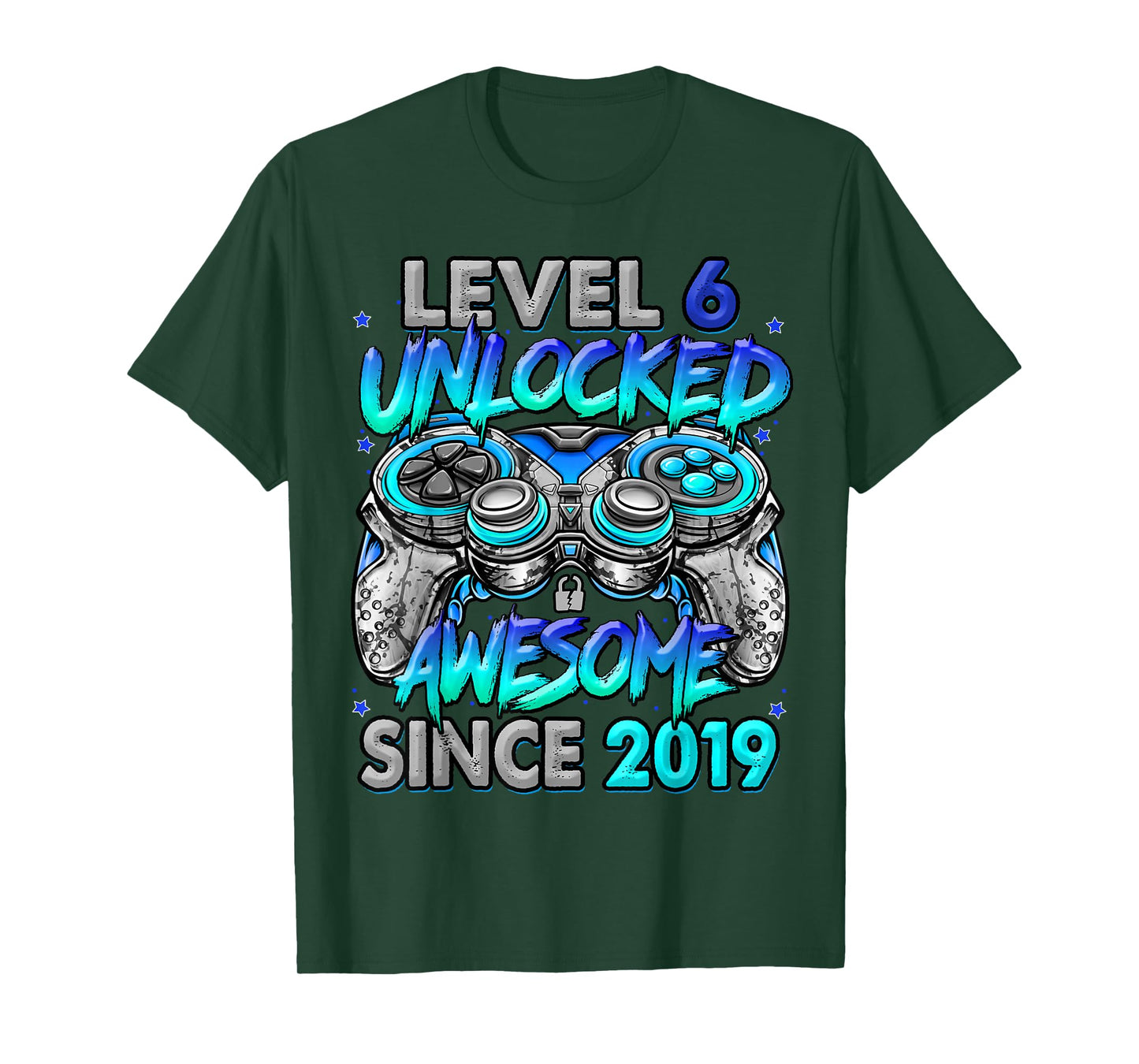 Level 6 Unlocked Awesome Since 2019 6th Birthday Gaming T-Shirt