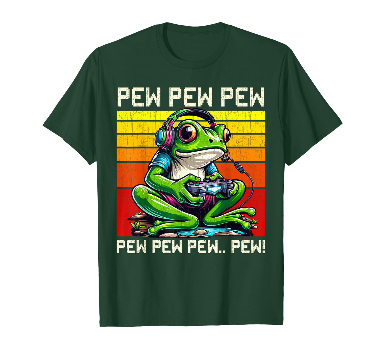 Frog Gamer Pew Funny Video Games Vintage Boys Men Girls T-Shirt