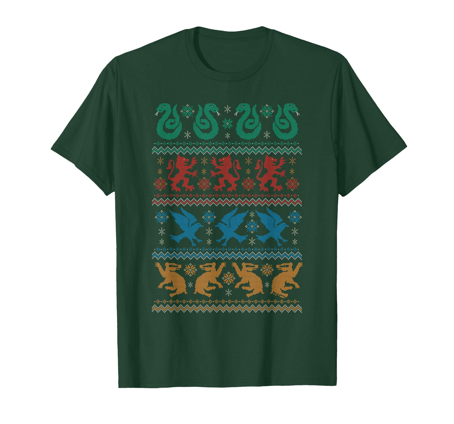 Harry Potter Hogwarts Houses Fair Isle Christmas T-Shirt