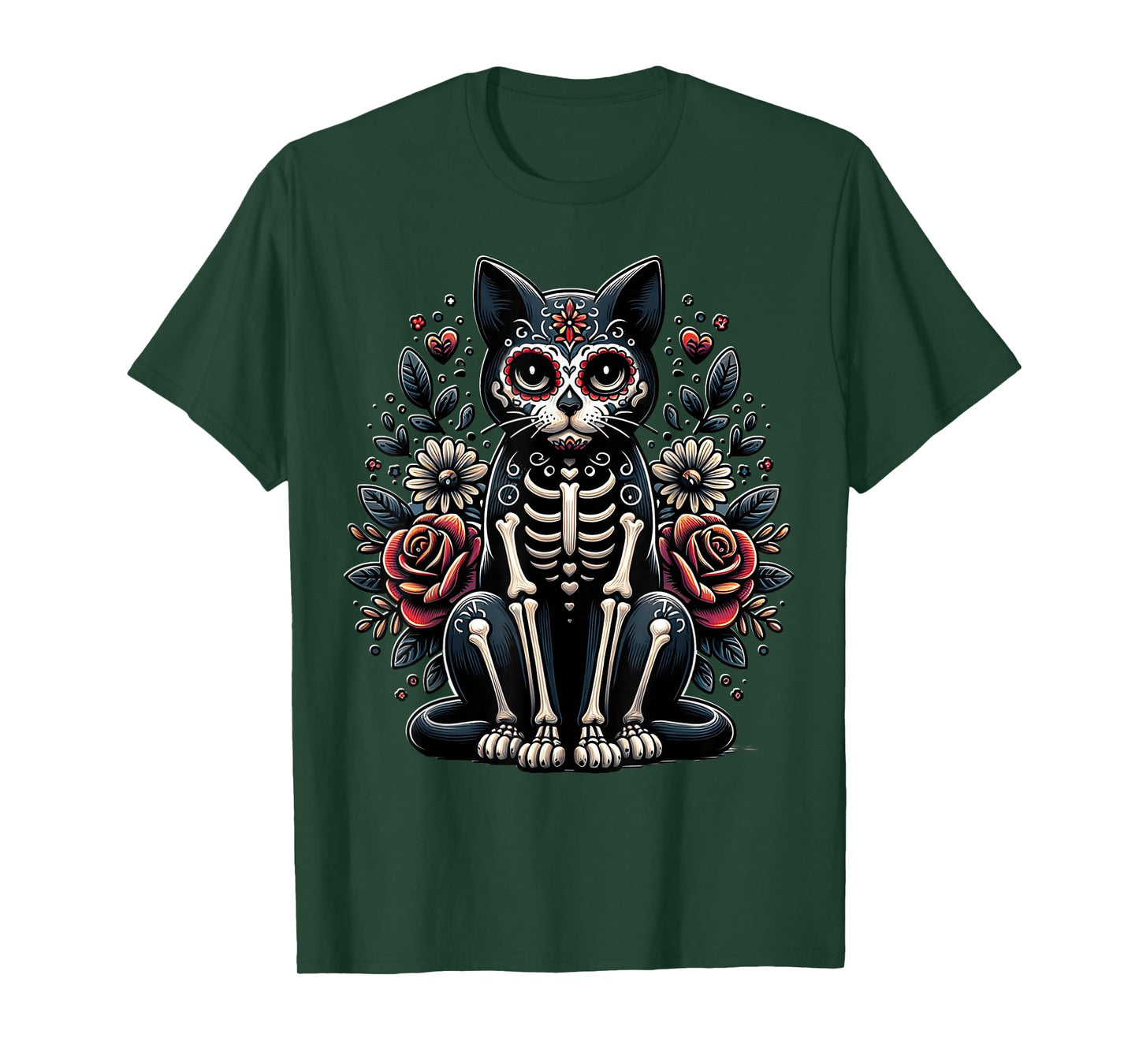 Cat Dia De Los Muertos Black Cat Halloween Grumpy Black Cat T-Shirt