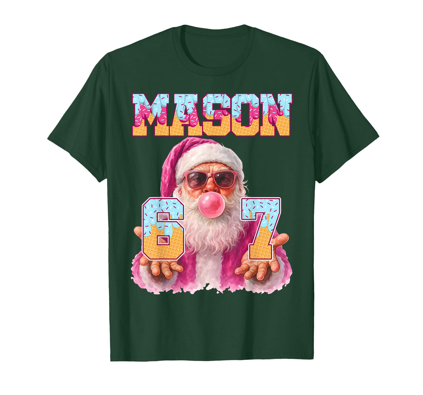 Mason 67 Ice Cream Drip Santa Bubble Gum Six Seven Meme Pjs T-Shirt