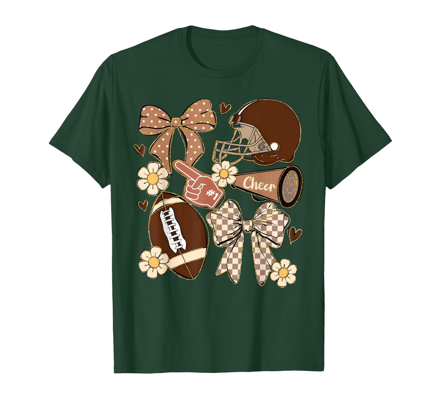 Cheer Touchdown American Football Game Day Coquette Bow T-Shirt