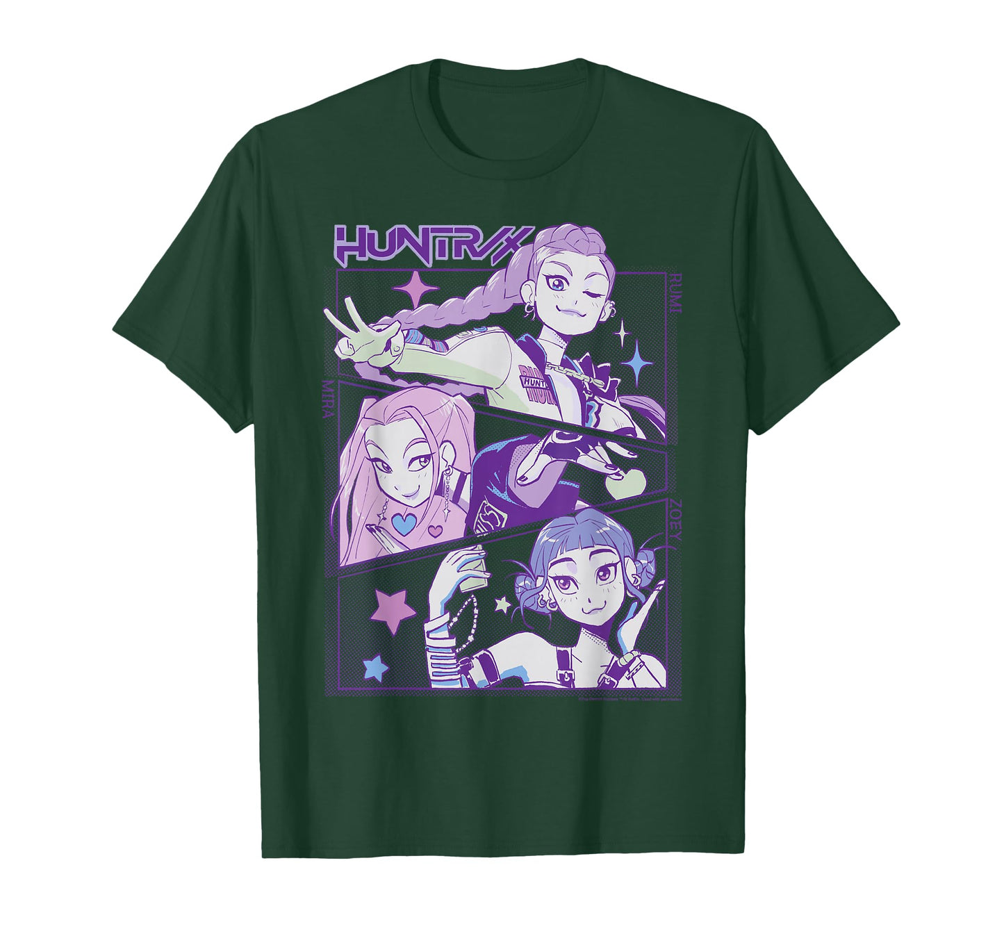 Kpop Demon Hunters Halloween Huntrix Cute Animated Panels T-Shirt