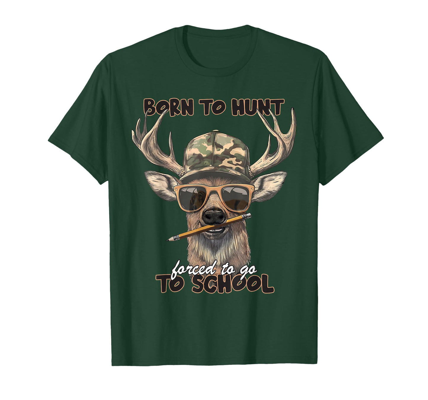 Forced to Go to School Deer Hunting Boy Camo T-Shirt