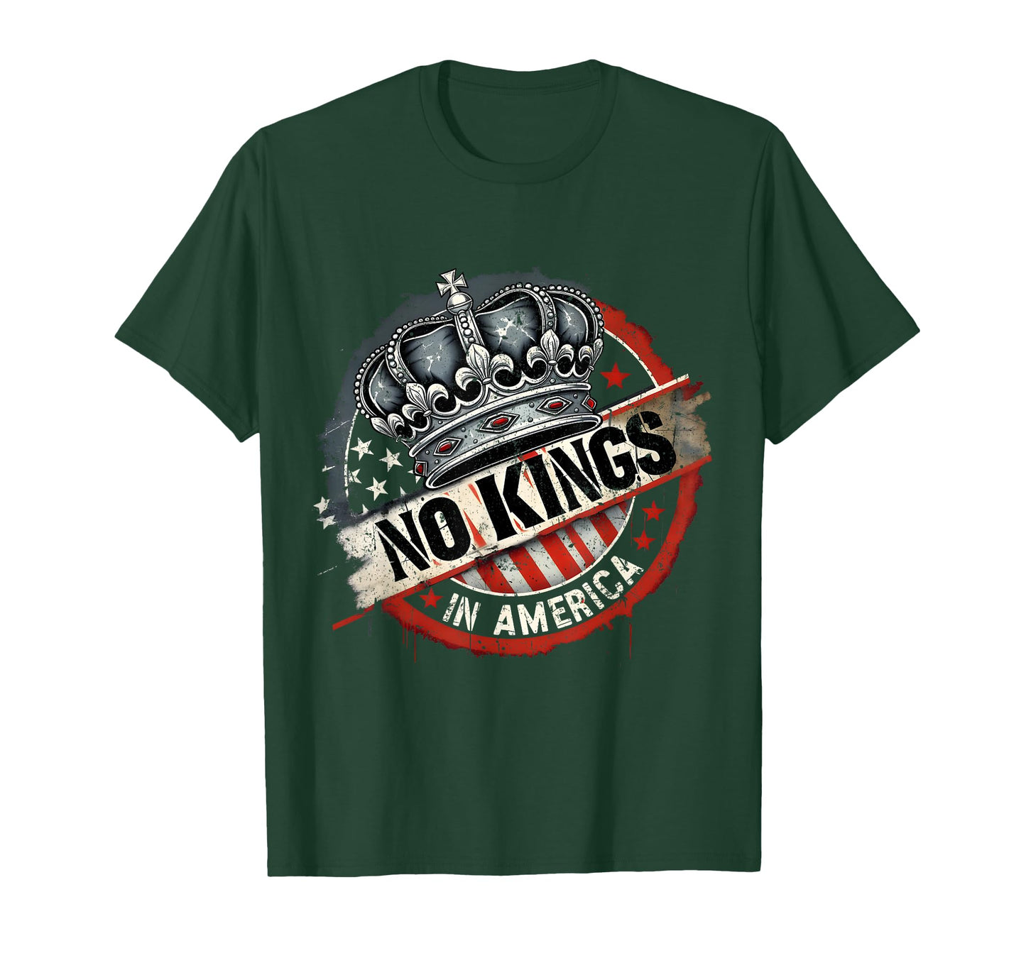 No Kings In America Patriotic No Faux King Way Crown T-Shirt