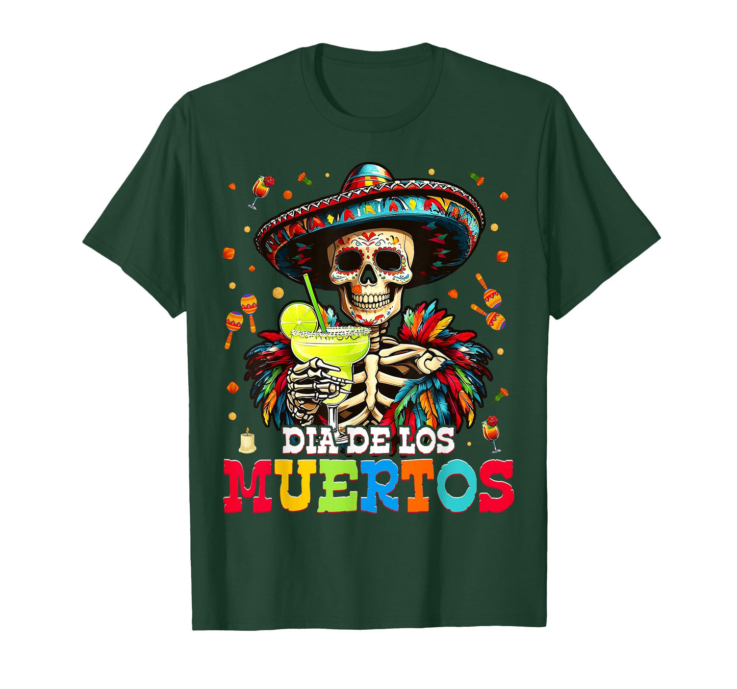 Day The Dead Mens Sugar Skull Skeleton Dia De Los Muertos T-Shirt
