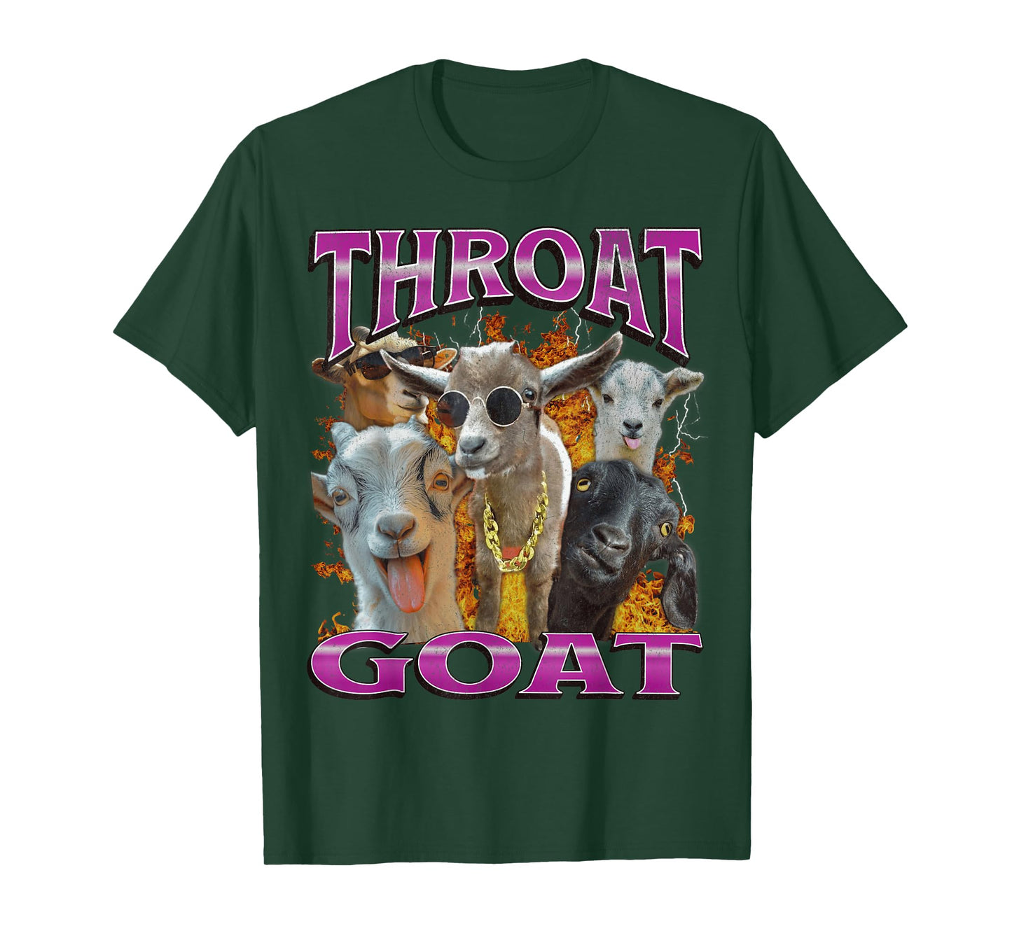 MildlyPerturbed Unisex-Adults Throat Goat Funny Offensive Adult Humor Bootleg Y2K Graphic T-Shirt - Black, Small - Short Sleeve - T-Shirt - Unique Graphic Design