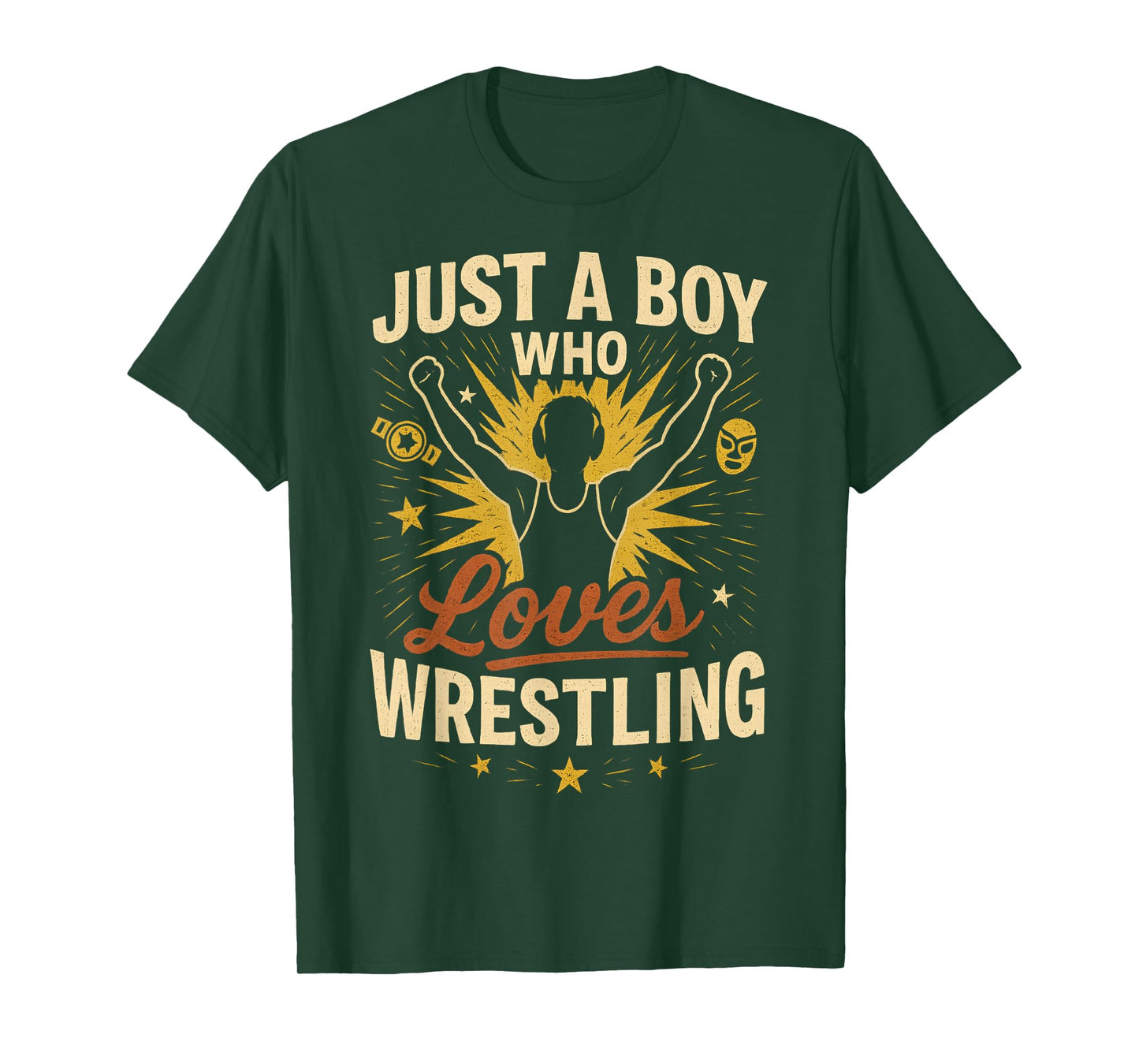 Retro Just A Boy Who Loves Wrestling Wrestler Boy T-Shirt