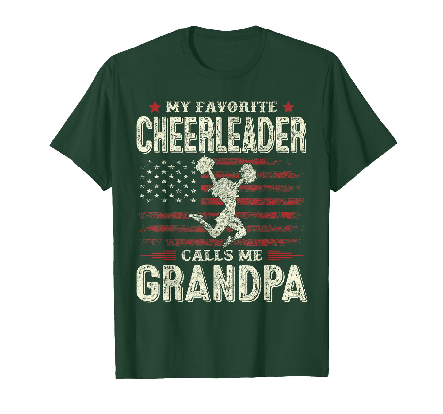 My Favorite Cheerleader Calls Me Grandpa Flag Cheer Grandpa T-Shirt