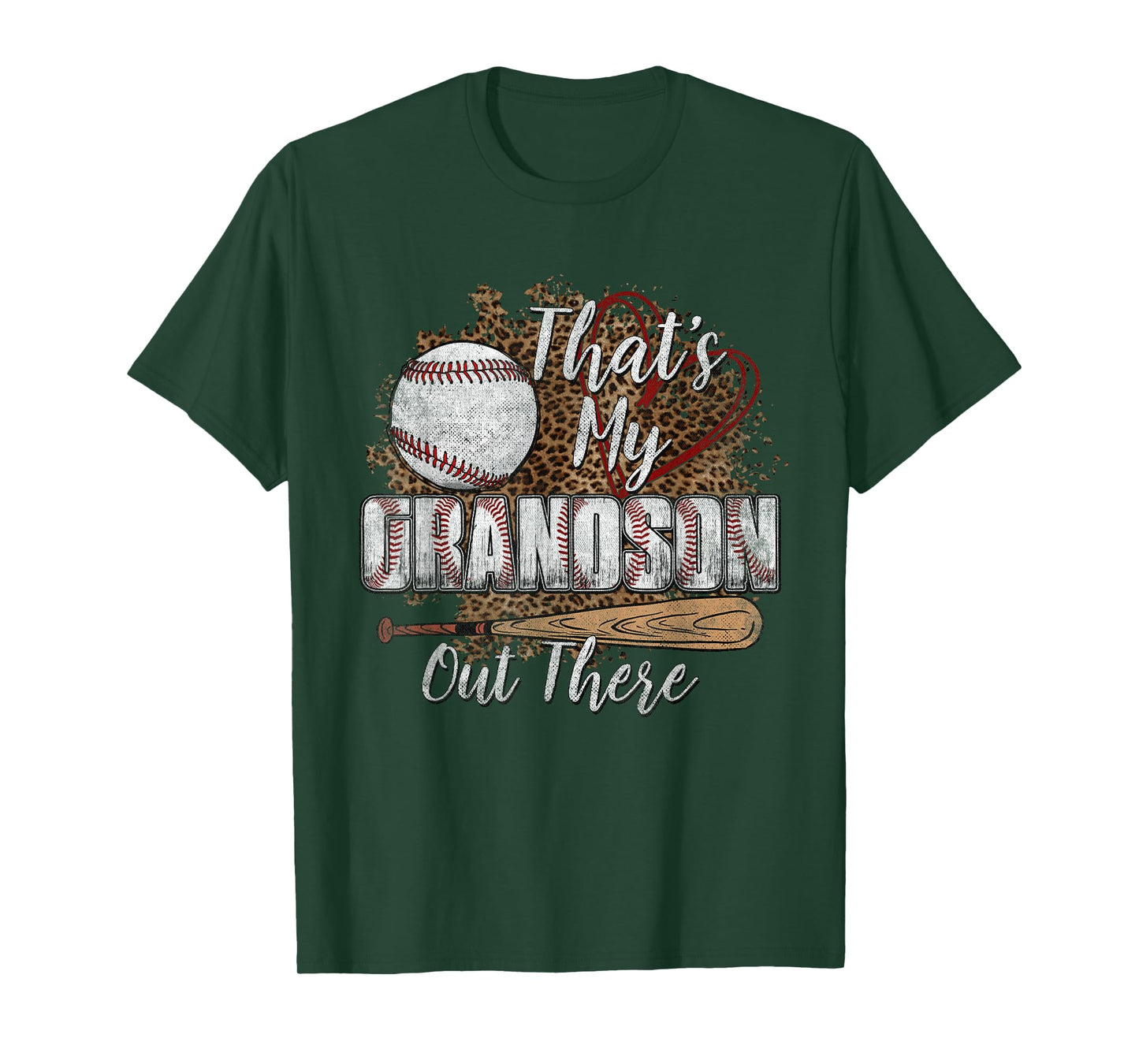 Womens That's My Grandson Out There Leopard Baseball Grandma T-Shirt