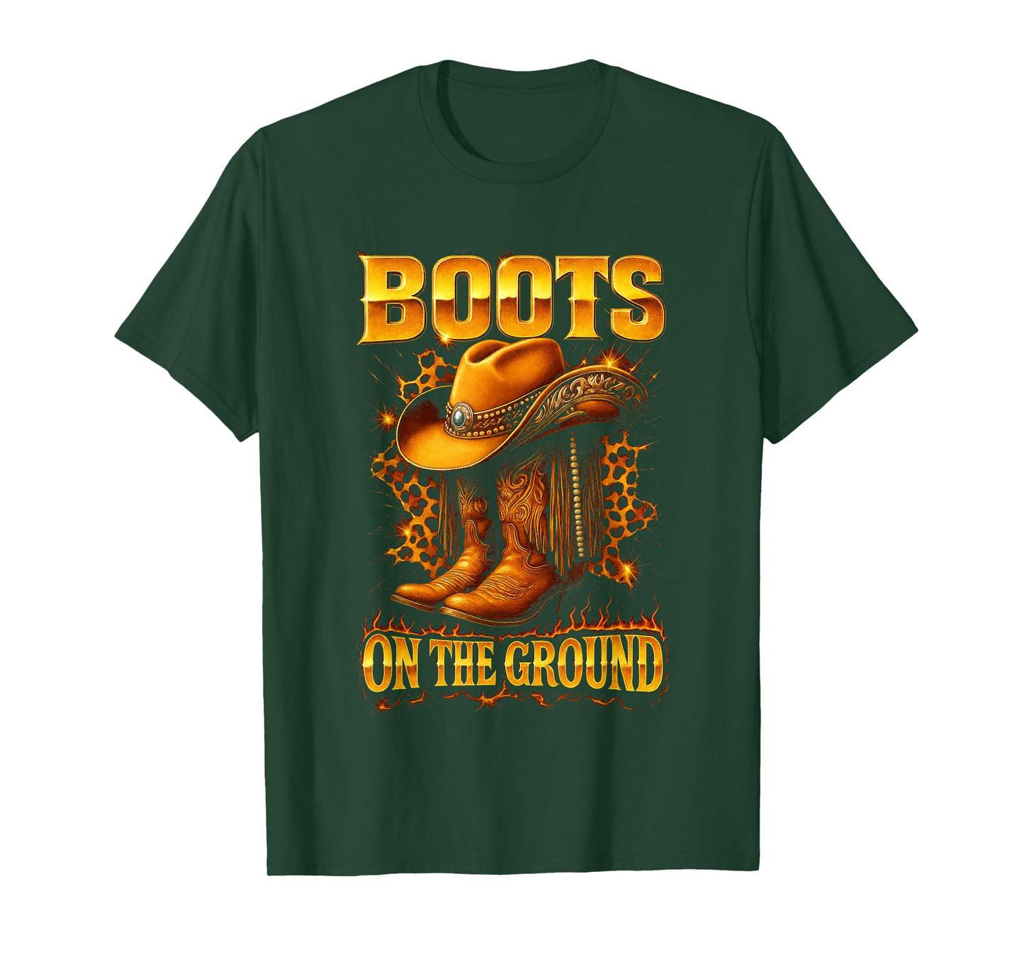 Boots On The Ground Cowboy Hat Rodeo Boots T-Shirt