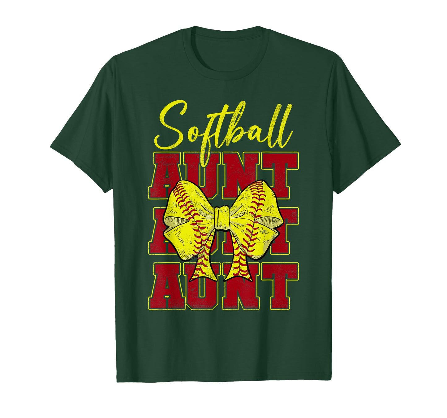 Softball Aunt Coquette Bow Sport Lover Vintage Mothers Day T-Shirt