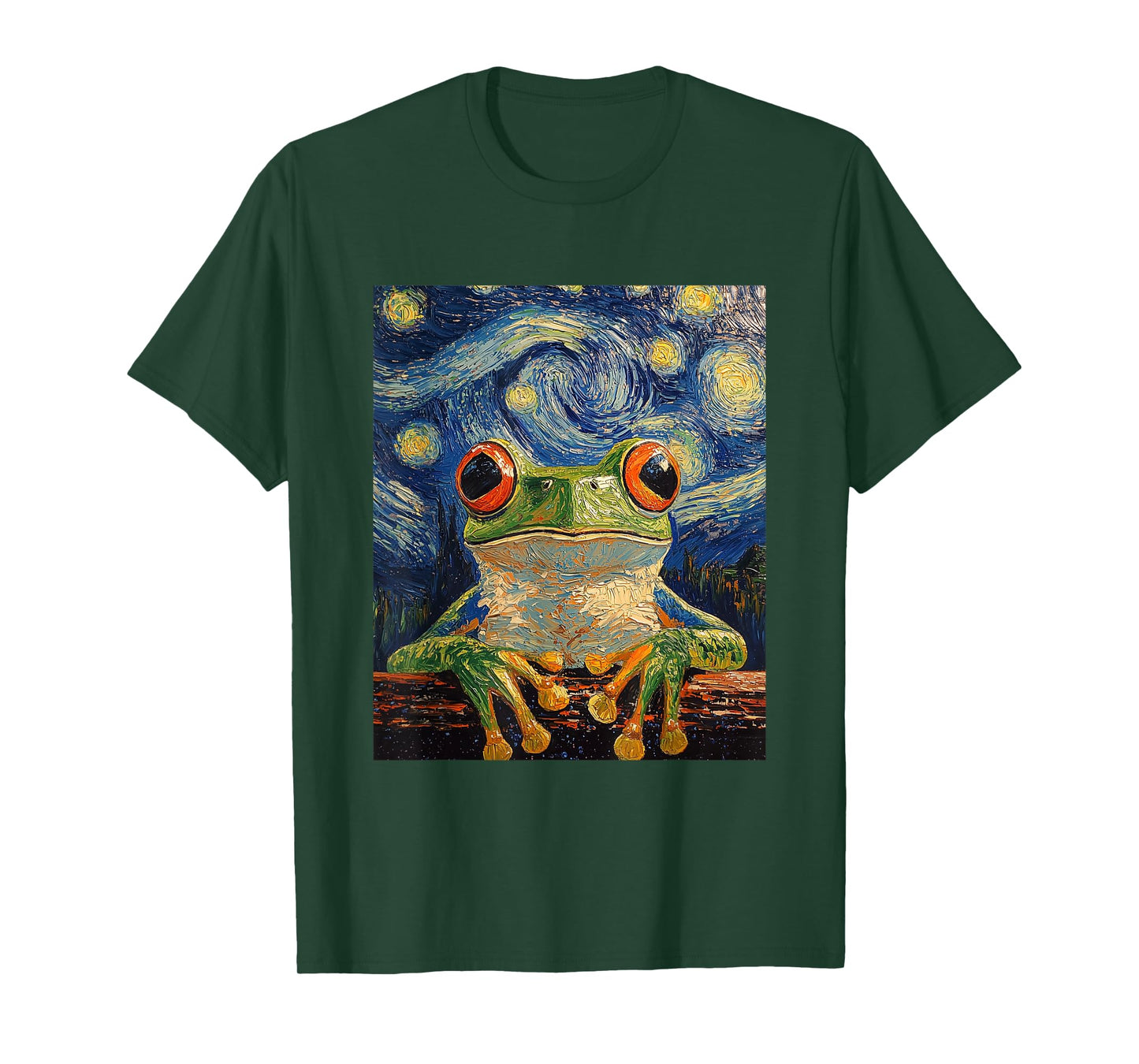 Funny Frog Graphic - Van Gogh Style - Starry Night T-Shirt