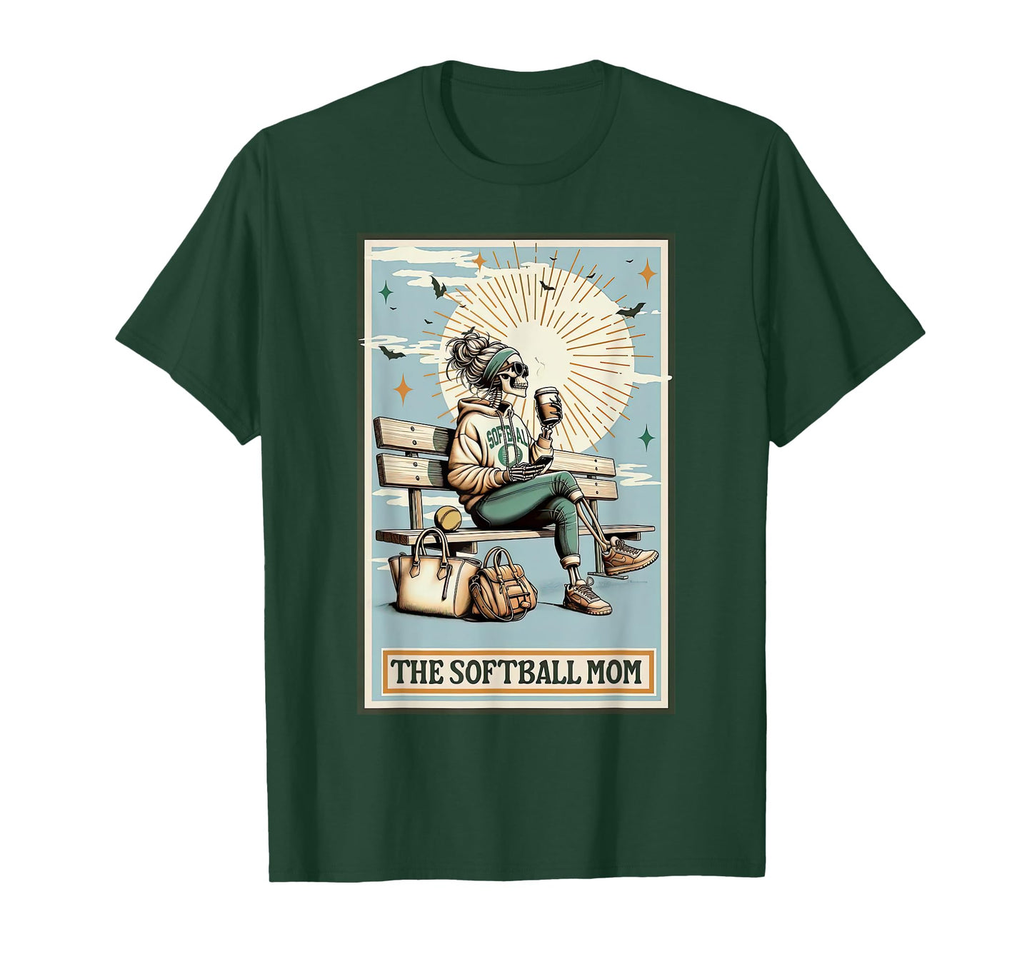 The Softball Mom Tarot Card Skeleton Coffee Mothers Day T-Shirt