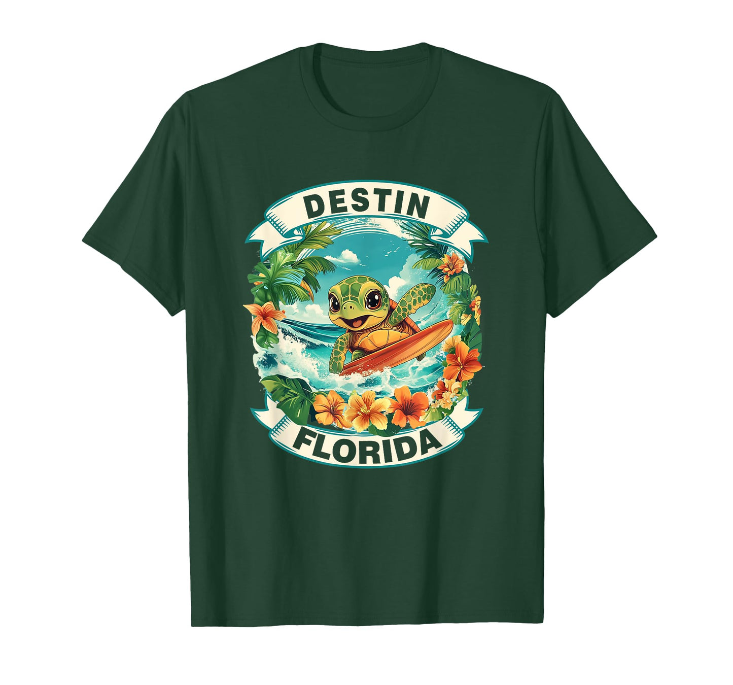 Destin Florida Cute Sea Turtle Surfing Summer Vacation T-Shirt