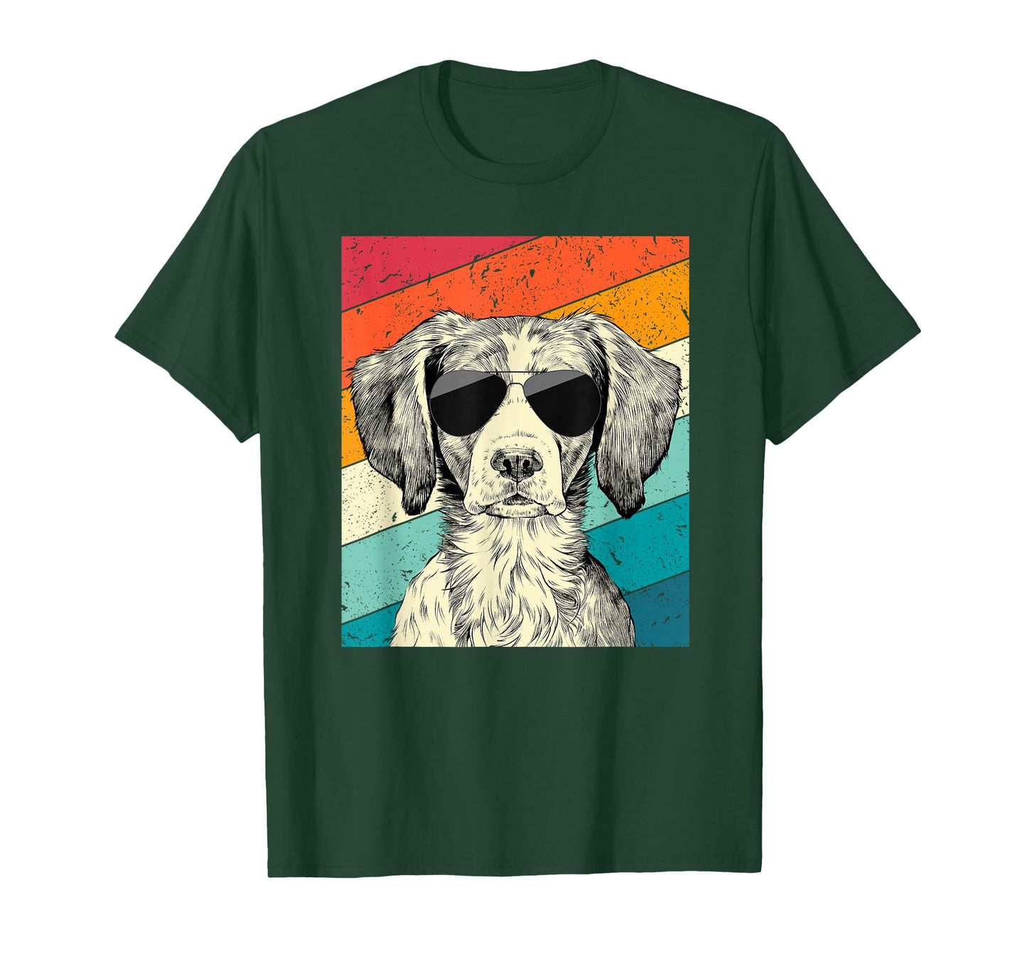 Retro Vintage Brittany Spaniel with Sunglasses Dog Lovers T-Shirt
