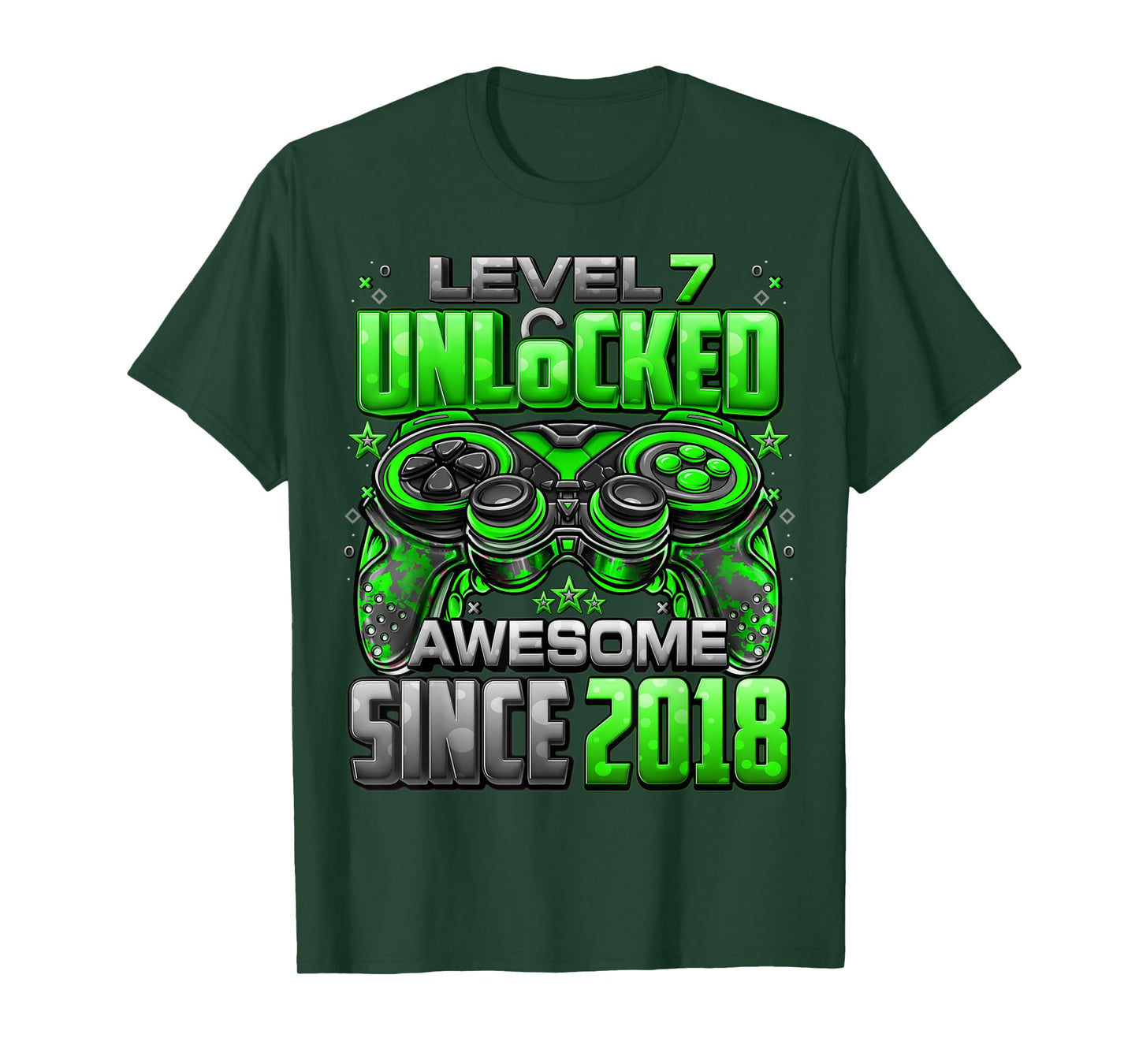 Level 7 Unlocked Awesome Since 2018 7th Birthday Gaming T-Shirt